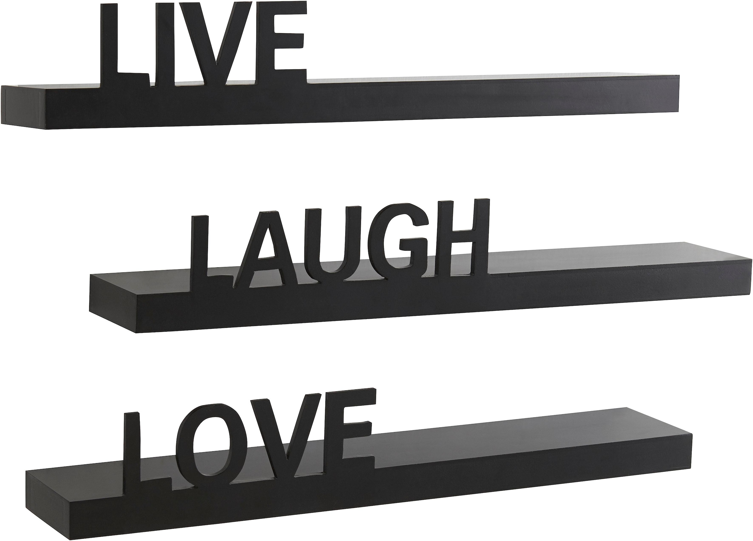 my home Deko-Wandregal »Live - Love - Laugh«, (Set, 3 St., 3-tlg. Set), Dekoregal, Wanddeko, mit Schriftzug