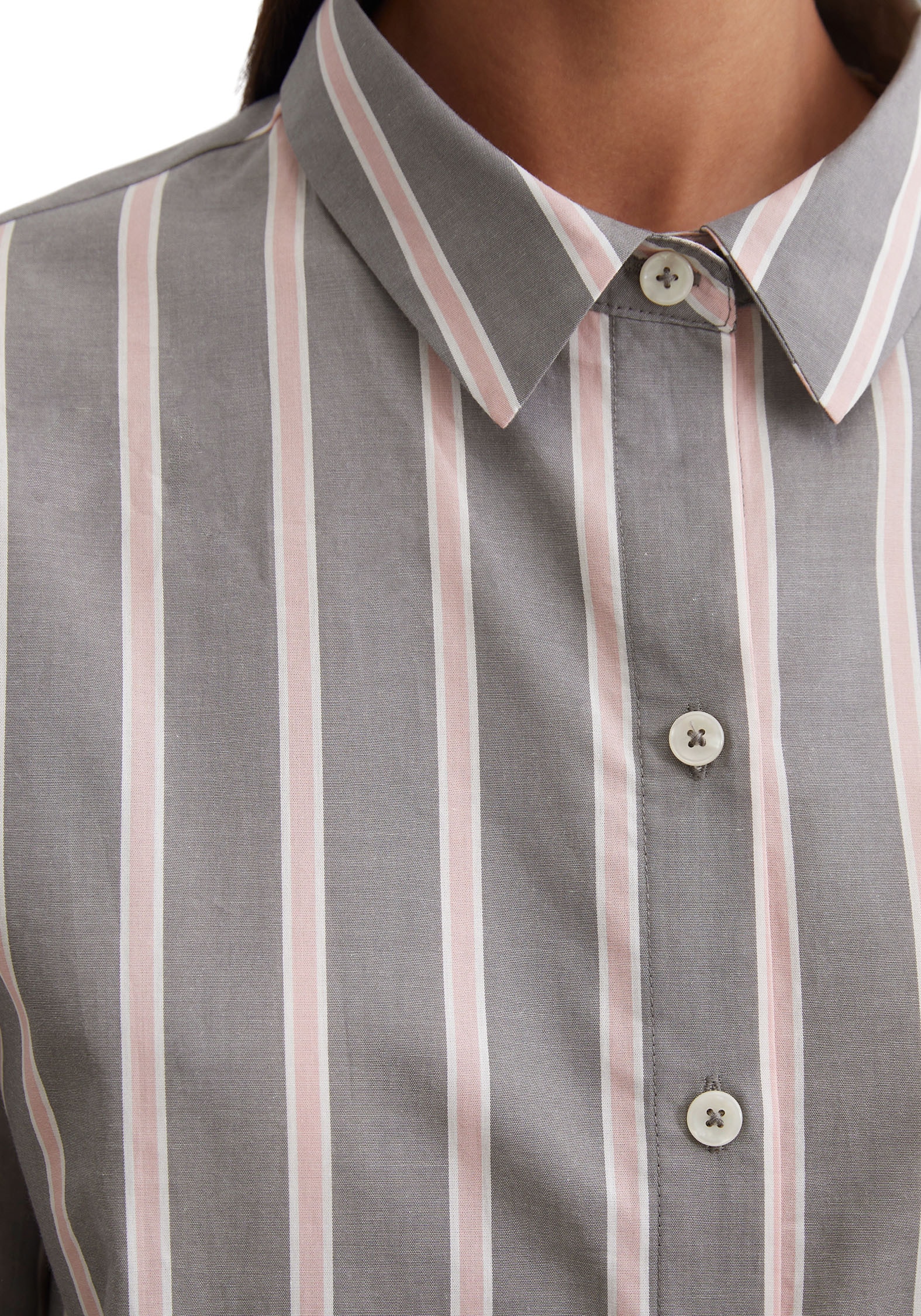 Marc O'Polo Langarmshirt »Mix & Match Woven«, mit Knöpfen in Perlmutt-Optik