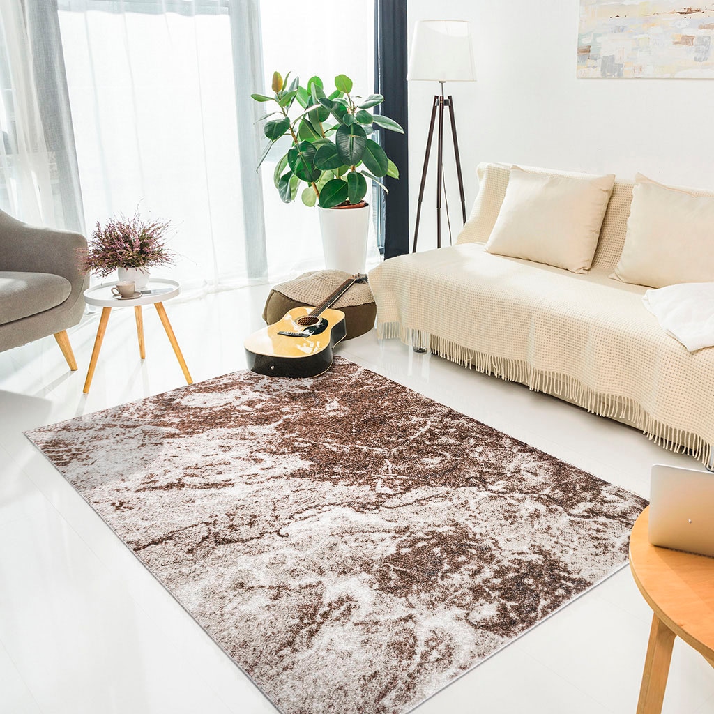 my home Teppich »Saniel«, rechteckig, 9 mm Höhe, mit besonders weichem Flor, Kurzflor, Marmor-Optik, Wohnzimmer