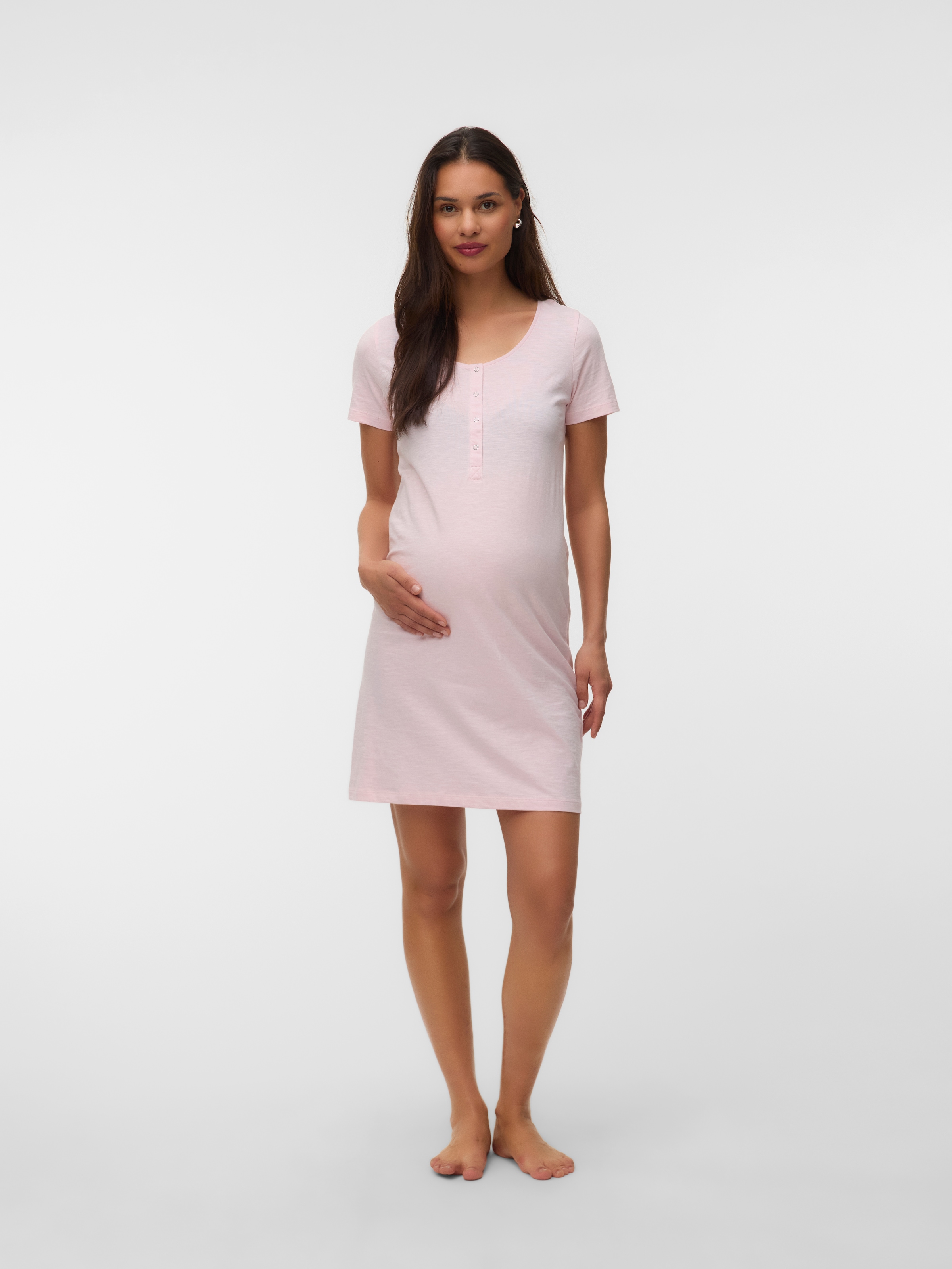 Mamalicious Umstandsnachthemd »MLMIRA JRS NIGHTGOWN 2F 2-P NOOS« Packung, 2 tlg. knielanger Schnitt, lockere Passform, Kurzarm, mit Rundhalsausschnitt