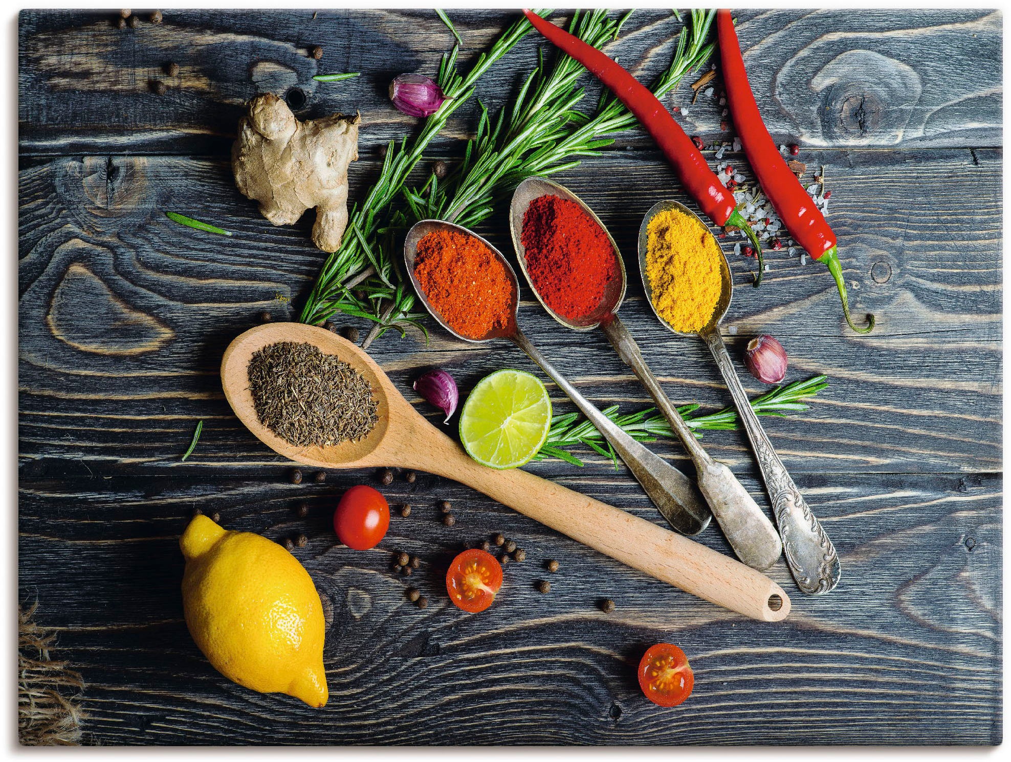 Artland Wandbild »Gewürze in Metalllöffeln« Lebensmittel 1 Stk. tlg. als Al günstig online kaufen