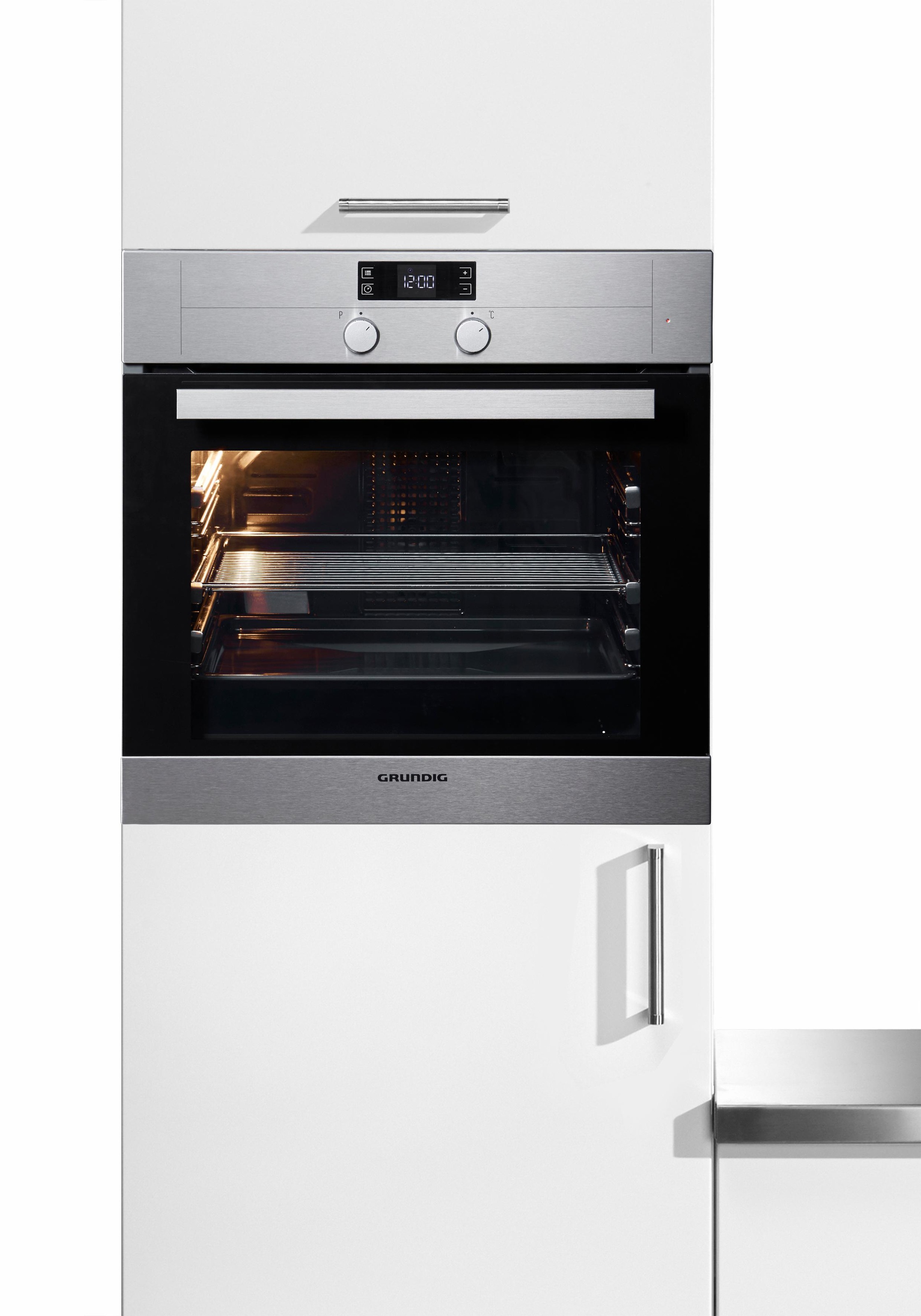 Bild von Grundig Backofen »GEBM 13001 X«, GEBM 13001 X, mit 3-fach-Teleskopauszug, mit Tastensperre