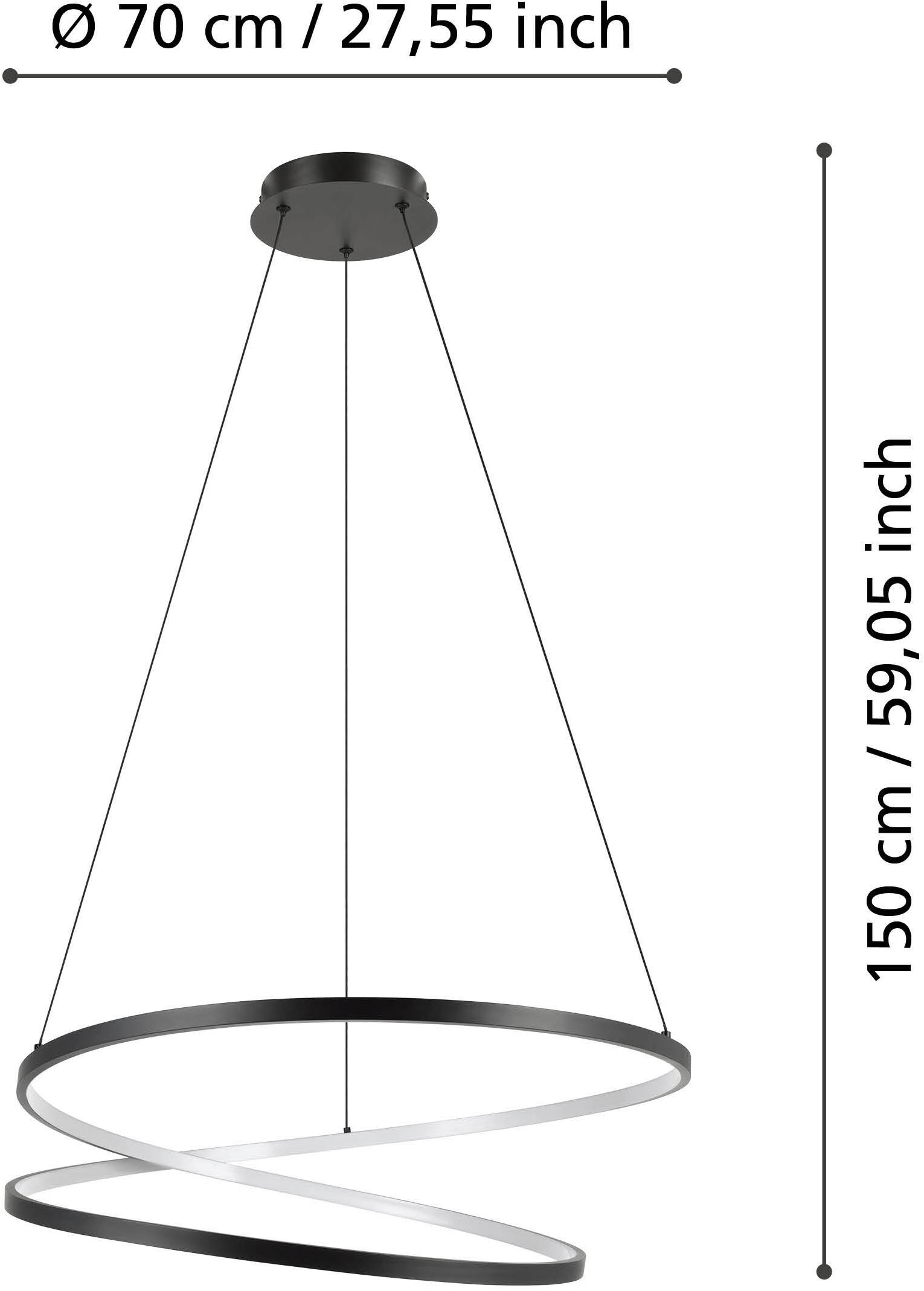 EGLO Hängeleuchte »RUOTALE Pendellampe - Alu, Stahl - LED - 42W - IP20« LED-Modul 1 Stk. Warmweiß Hängelampe, Deckenlampe, Wohnzimmer, Esszimmer, H150 x Ø70 cm