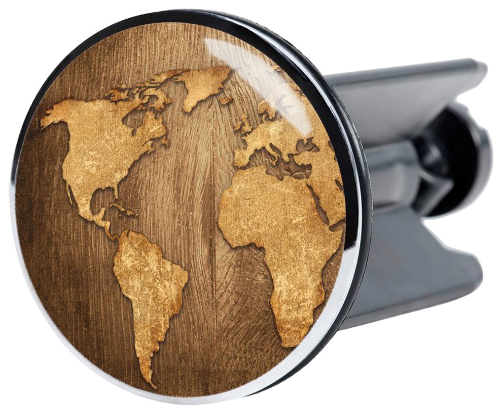 Sanilo Badaccessoire-Set »World Map«, (Komplett-Set, 3 tlg.), bestehend aus WC-Sitz, Badteppich und Waschbeckenstöpsel