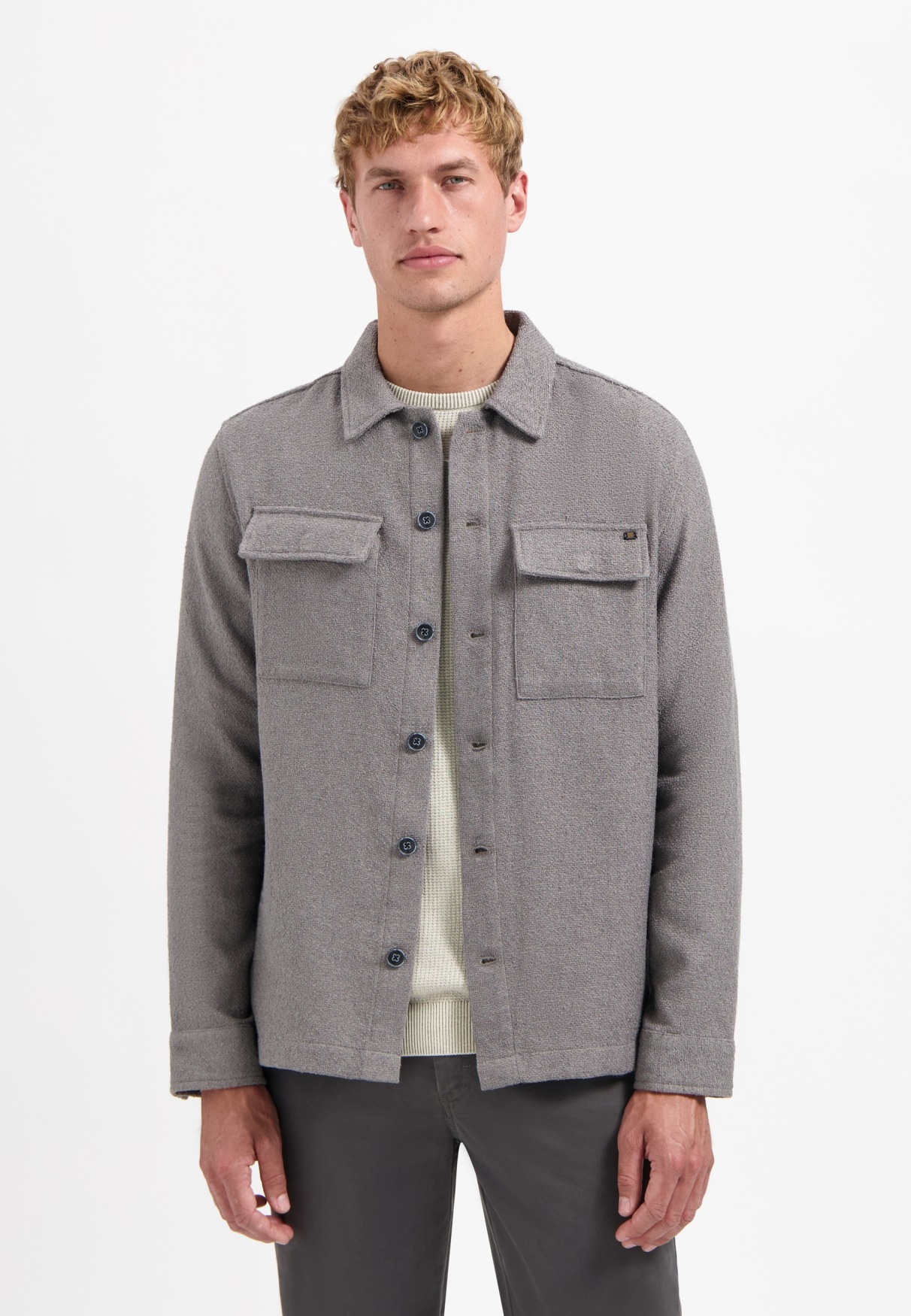 NO EXCESS Langarmhemd »No Excess Overshirt mit Knöpfen Overshirt Full Button Stretch«