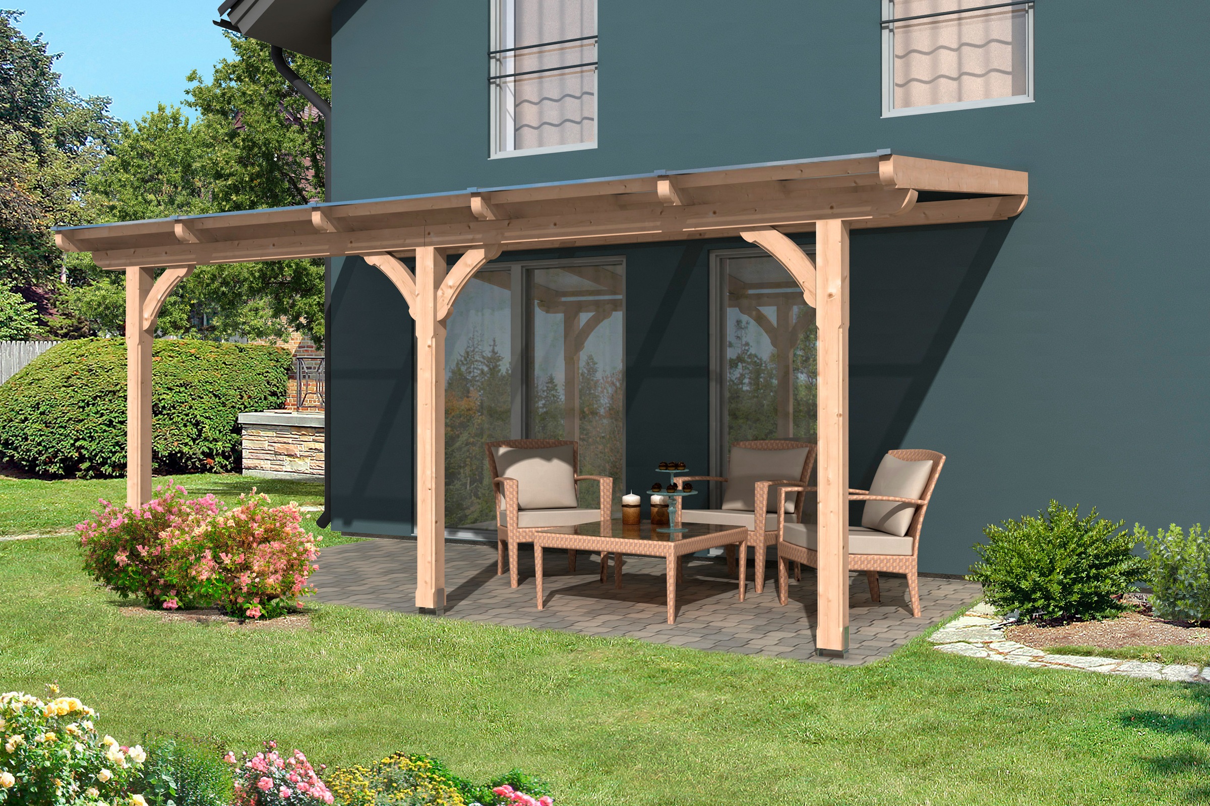 Skanholz Terrassendach »Rimini« 541 cm Breite, verschiedene Tiefen