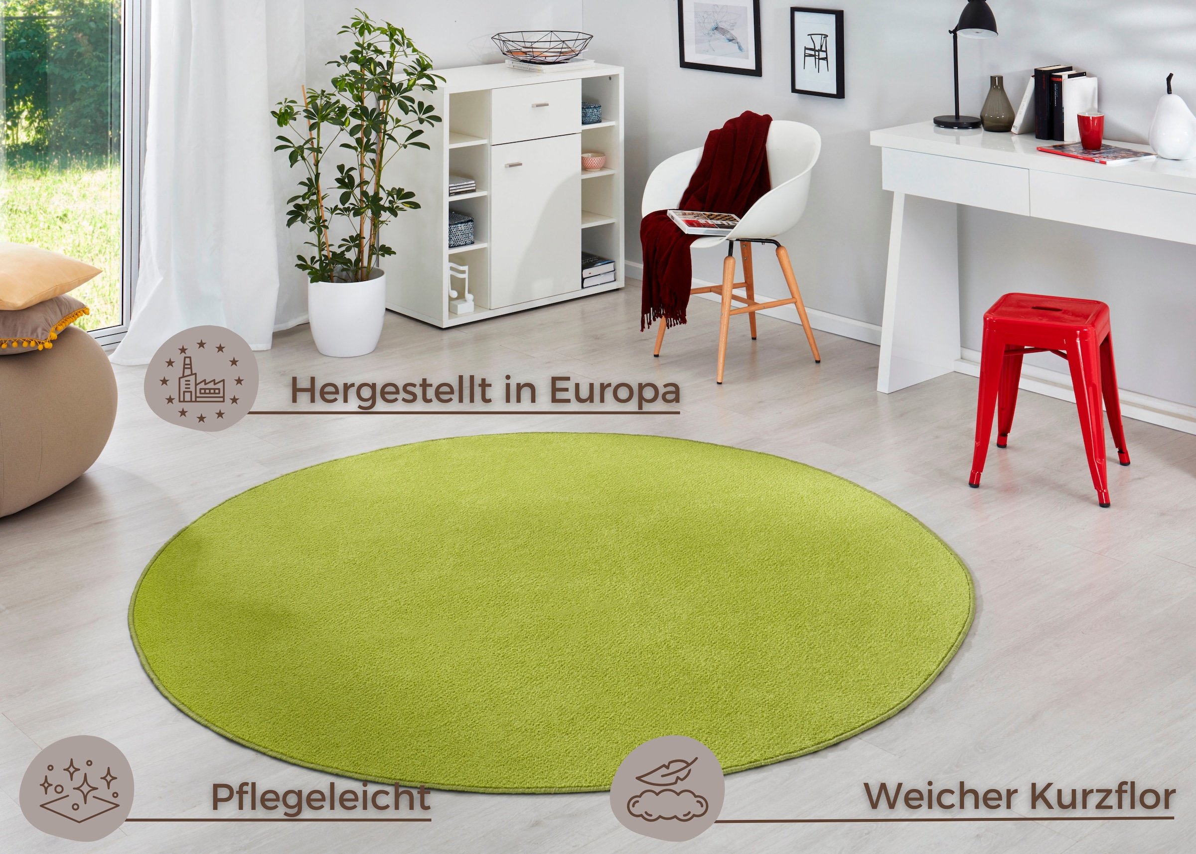 HANSE Home Teppich »Fancy«, rund, 7 mm Höhe, Kurzflor, Weich, Einfarbig, Wo günstig online kaufen