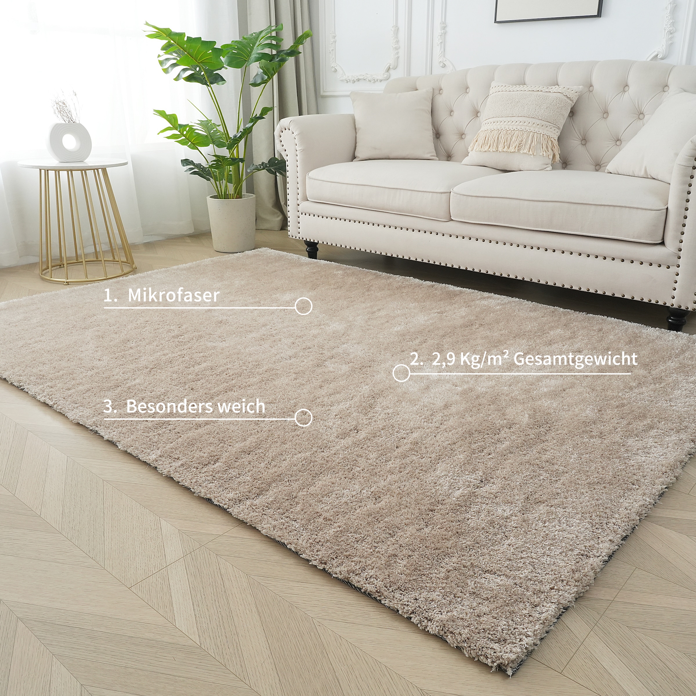 Bruno Banani Teppich »Dana Teppich, besonders weich und kuschelig, Kundenliebling«, rechteckig, 30 mm Höhe, uni, Mikrofaser Teppiche, Wohnzimmer, Schlafzimmer, Esszimmer