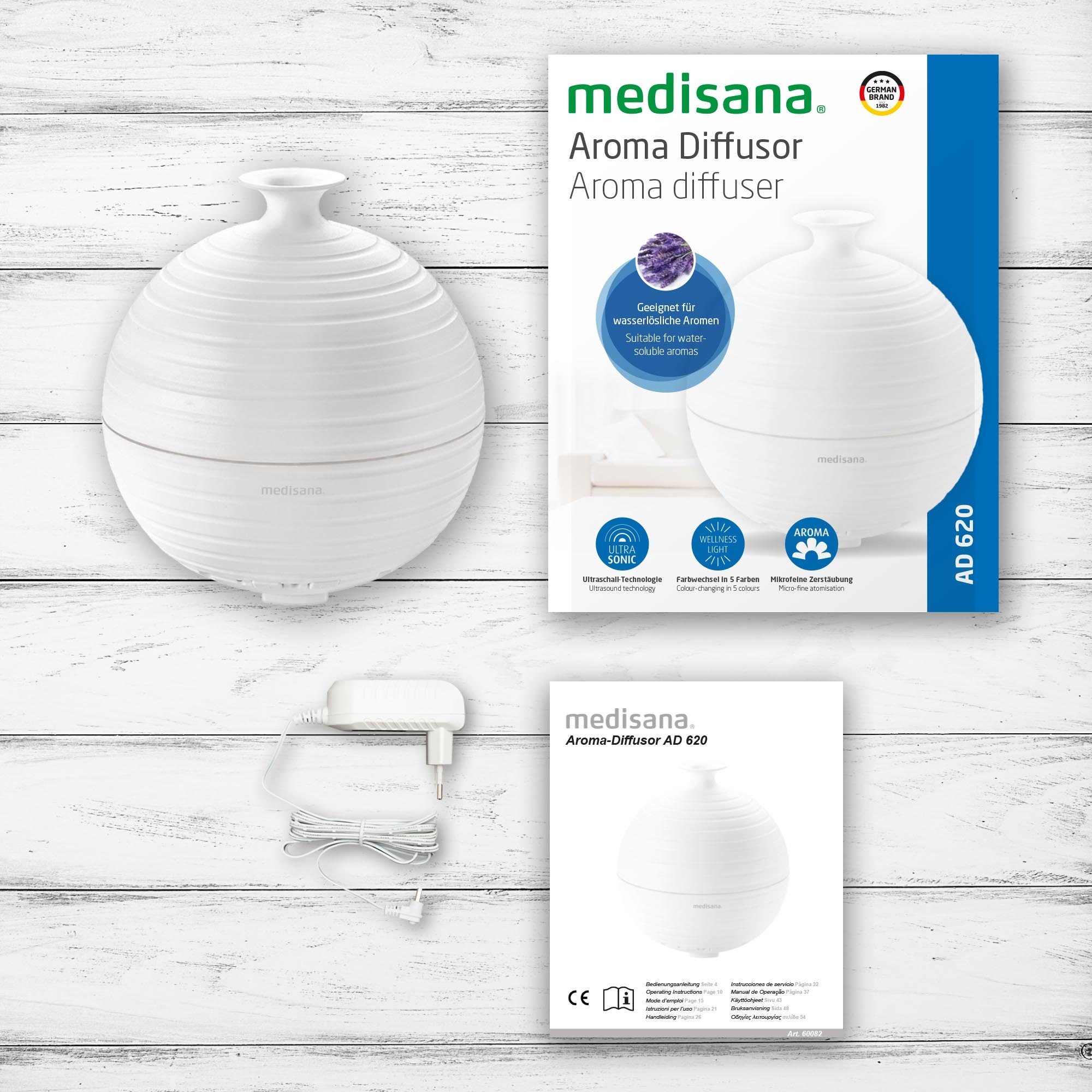 Medisana Diffuser »AD 620 Aroma Diffuser«, 0,3 l Wassertank, für Duftöle, Ultraschall-Technologie, 5 Wellnesslichter, Timerfunktion