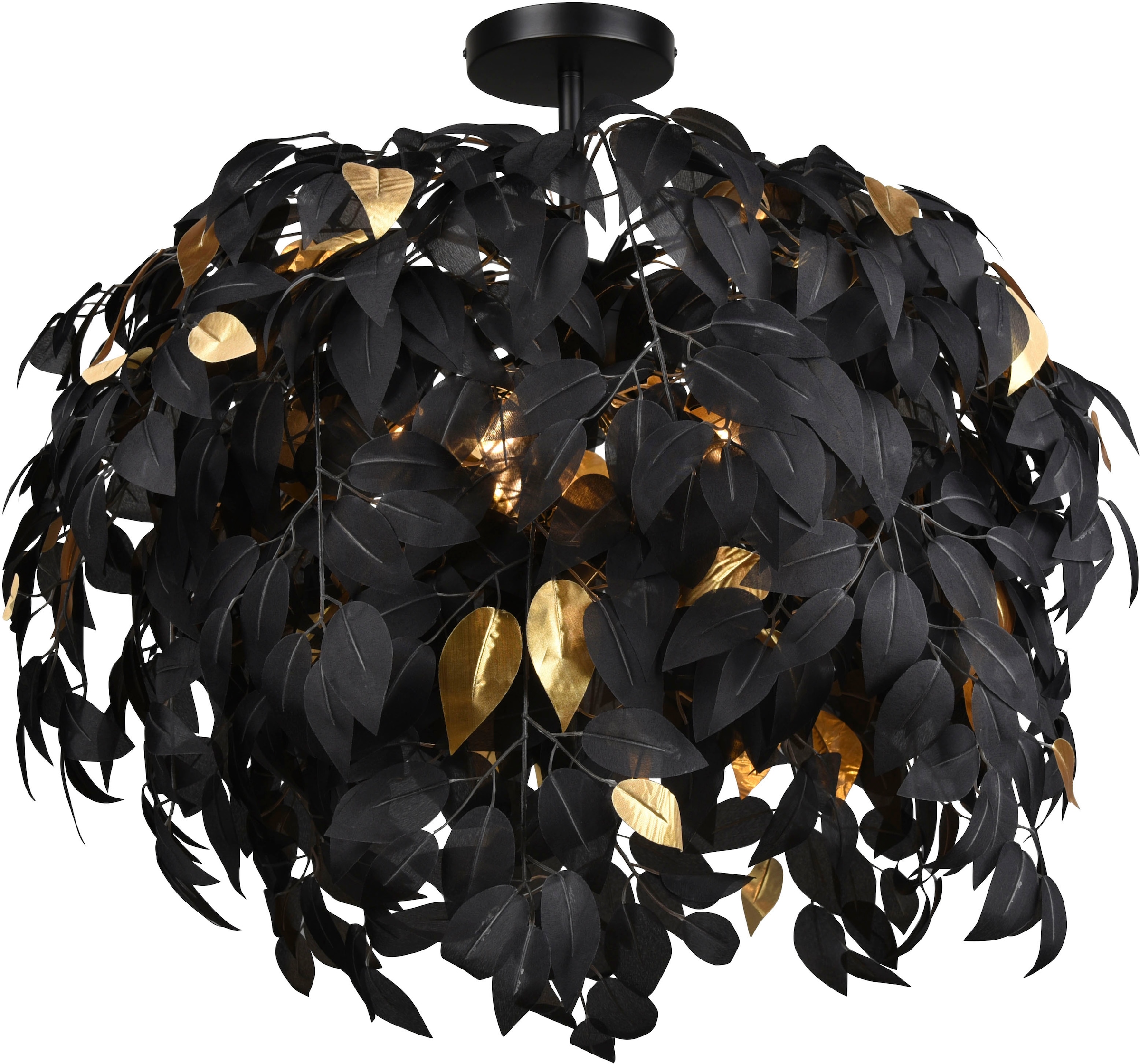 TRIO Leuchten Deckenleuchte »Leavy«, schwarz-gold, 28W, bestellen Deckenlampe Design Deko online 3 flammig-flammig, 3xE14 max exkl 70cm Blatt Ø