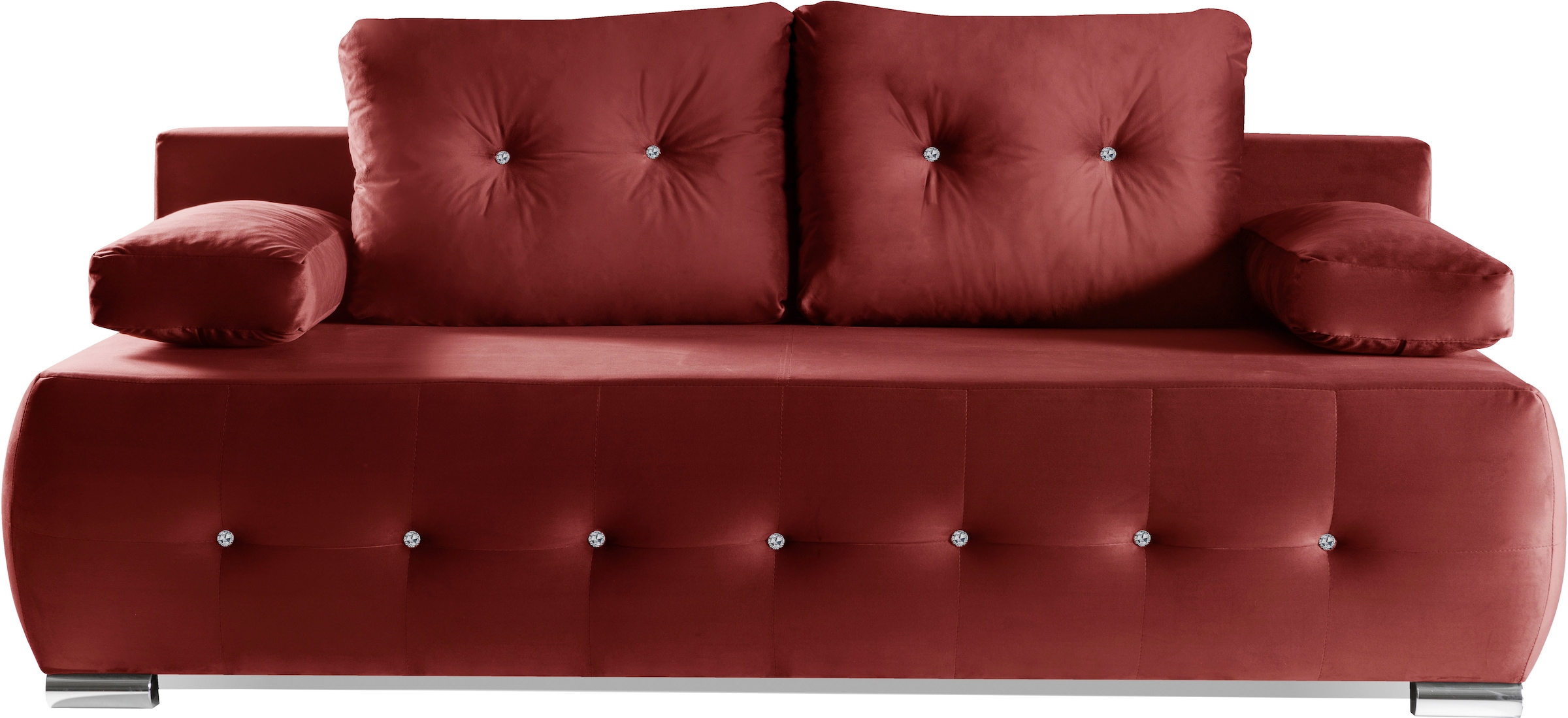 WERK2 Schlafsofa »Monaco«, 2-Sitzer Schlafcouch mit Bettkasten & funkelnden Ziersteinchen