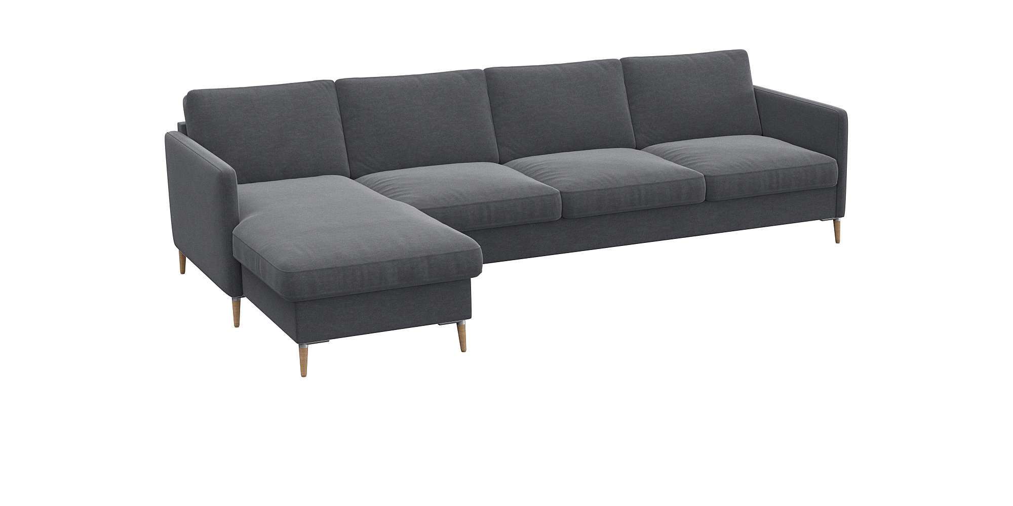 FLEXLUX Ecksofa »Fiore, super Sitzkomfort durch Kaltschaum im Sitz, L-Form«, schmale Armlehnen, Füße Alu+ Eiche