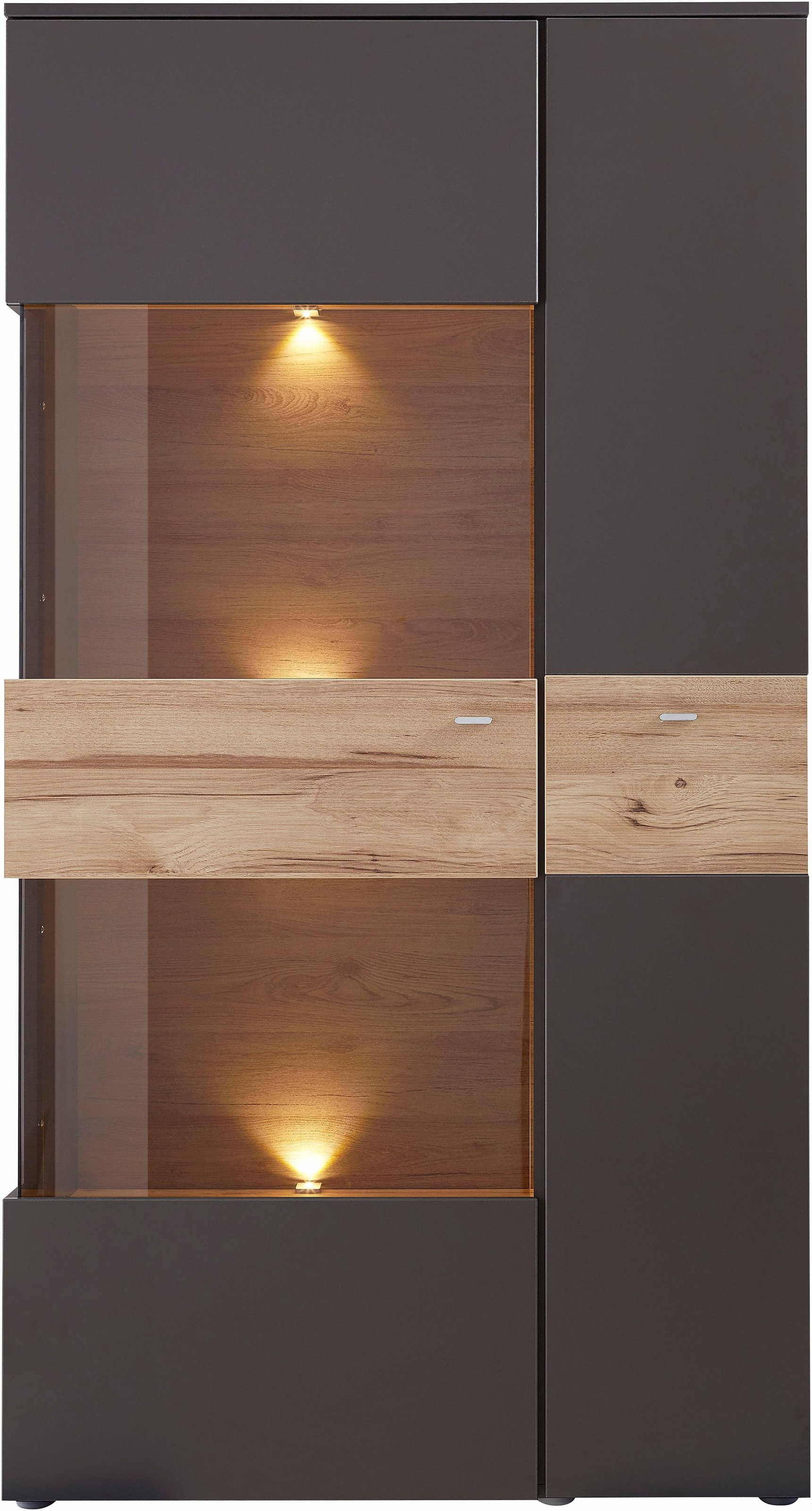 FORTE Vitrine »Como«, Highboard, LED Beleuchtung Einlegeböden, Glastüre, So günstig online kaufen