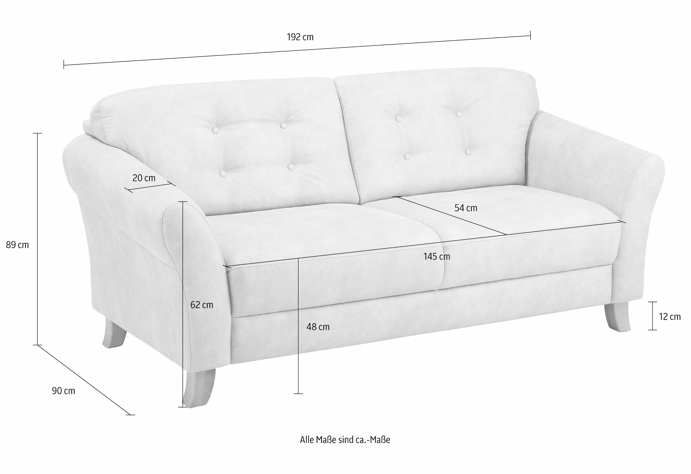 Home affaire 3-Sitzer »Trondheim« mit Federkern, Knopfheftung im Rücken