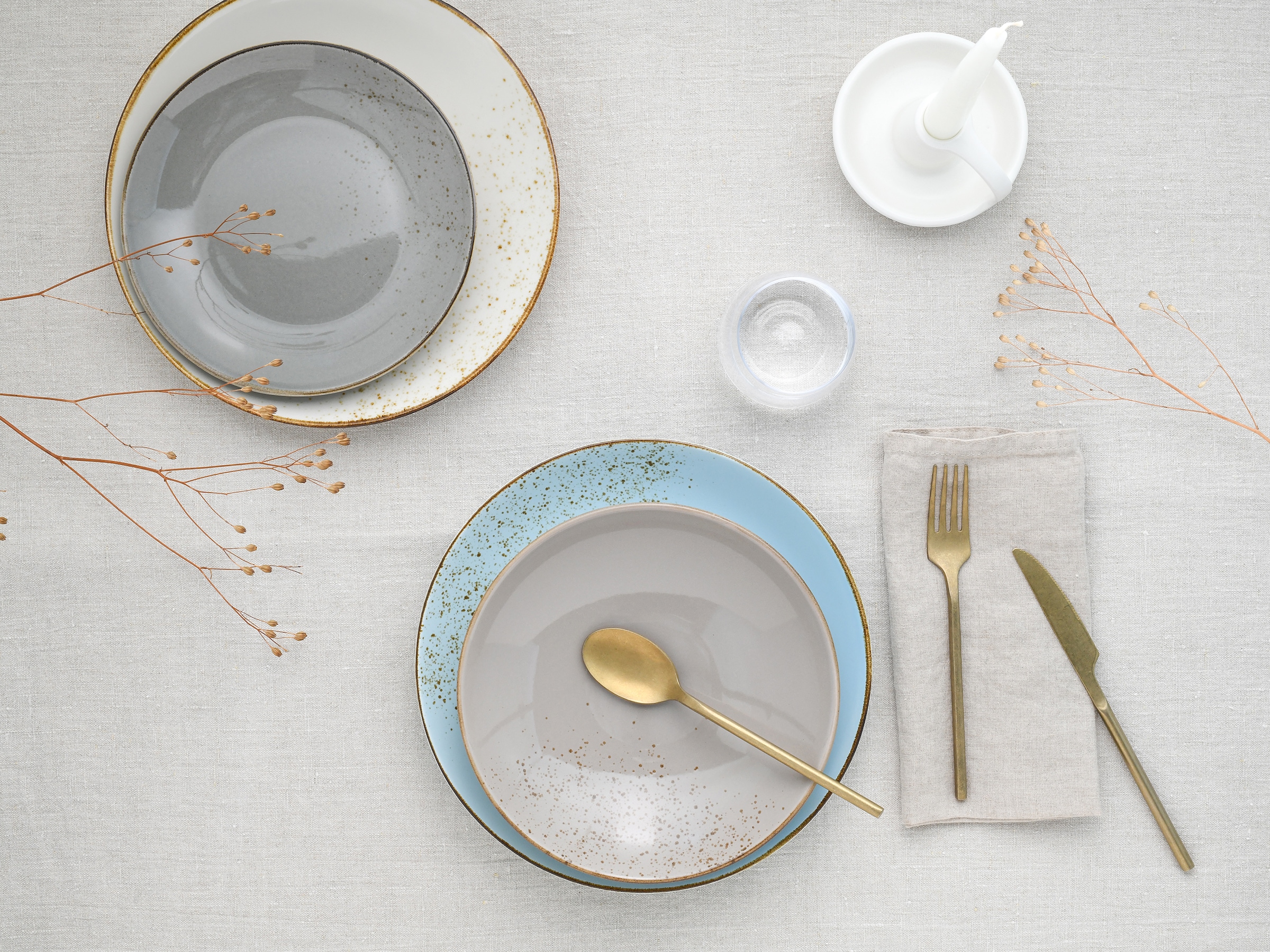 CreaTable Tafelservice »Geschirr-Set NATURE COLLECTION Scandic«, (12 tlg., Teller Set für 4 Personen), Service, 4 Farben im Set, 12 Teile, für 4 Personen