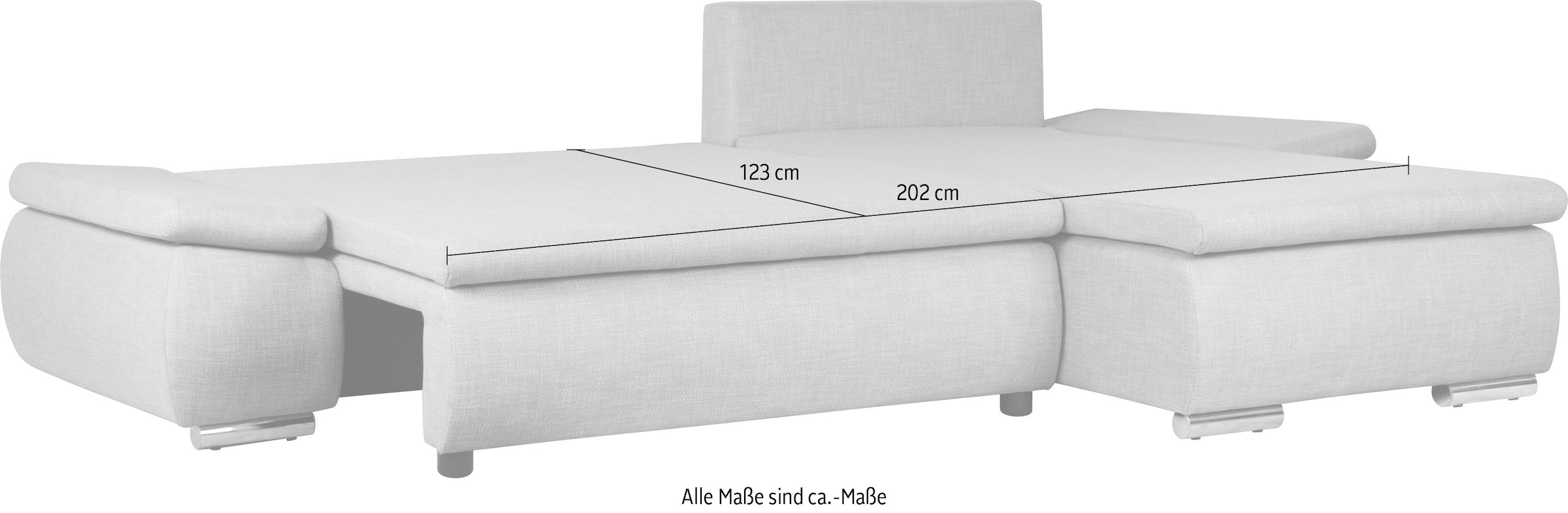 Home affaire Ecksofa »Acra L-Form« mit Bettfunktion und Bettkasten, in Mattenoptik