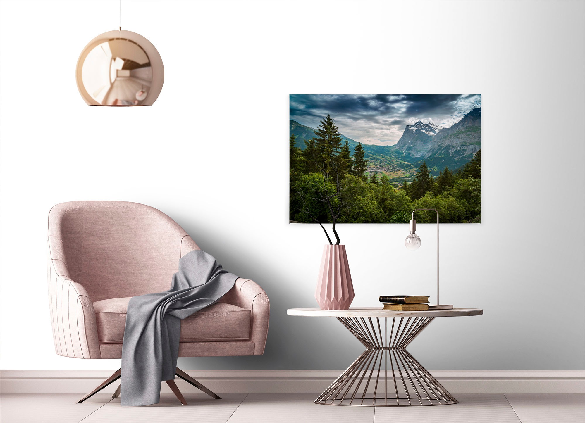 A.S. Création Leinwandbild »Mountain Views«, Kunst-Landschaft-Kinder, (1 St.), Bild Landschaft Bäume Gebirge Keilrahmen Leinwand-Bild Wohnzimmer Wand