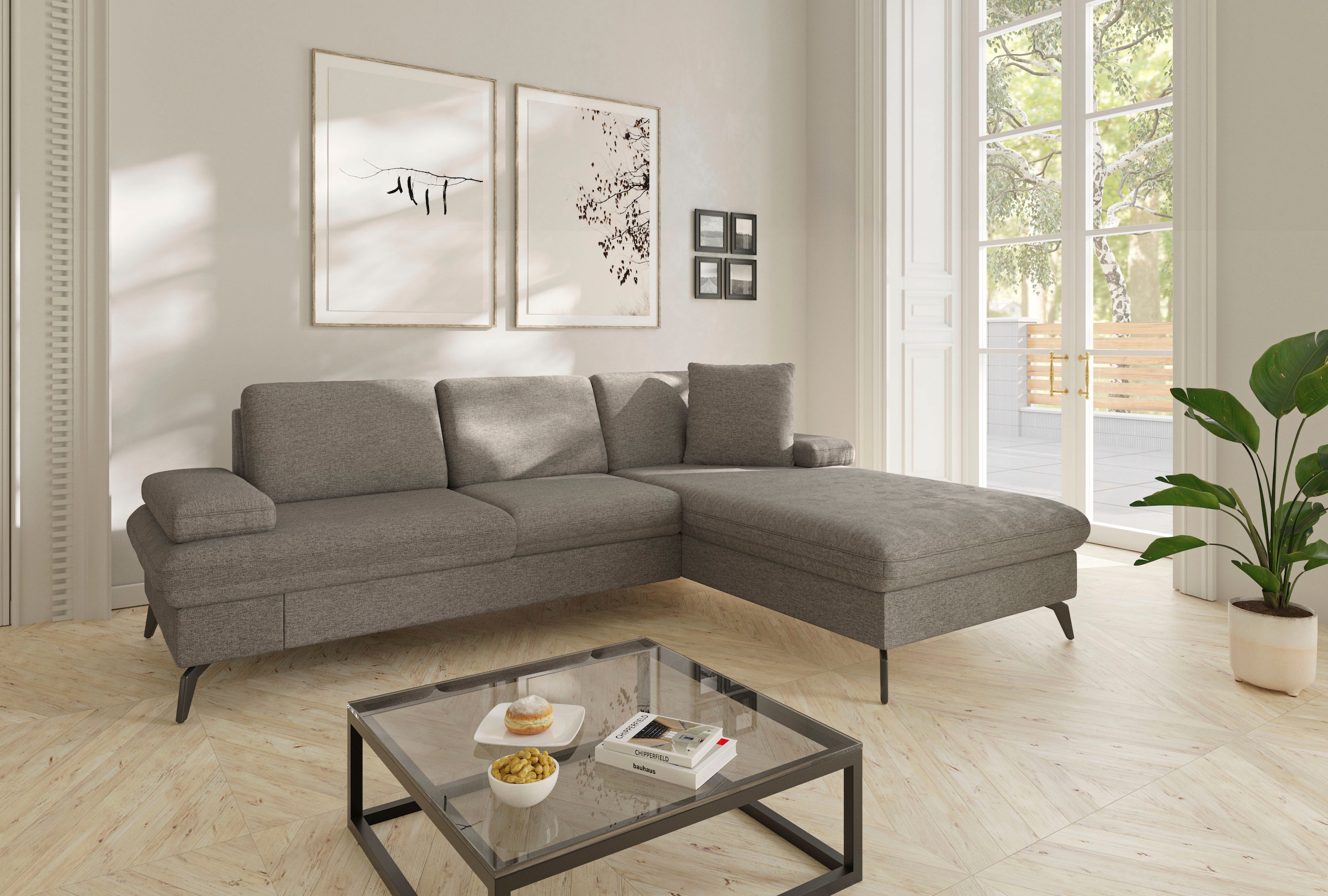 sit&more Ecksofa »Morris Jubi L-Form«, inkl. Armteilfunktion und 1 Zierkissen, wahlweise mit Bettfunktion