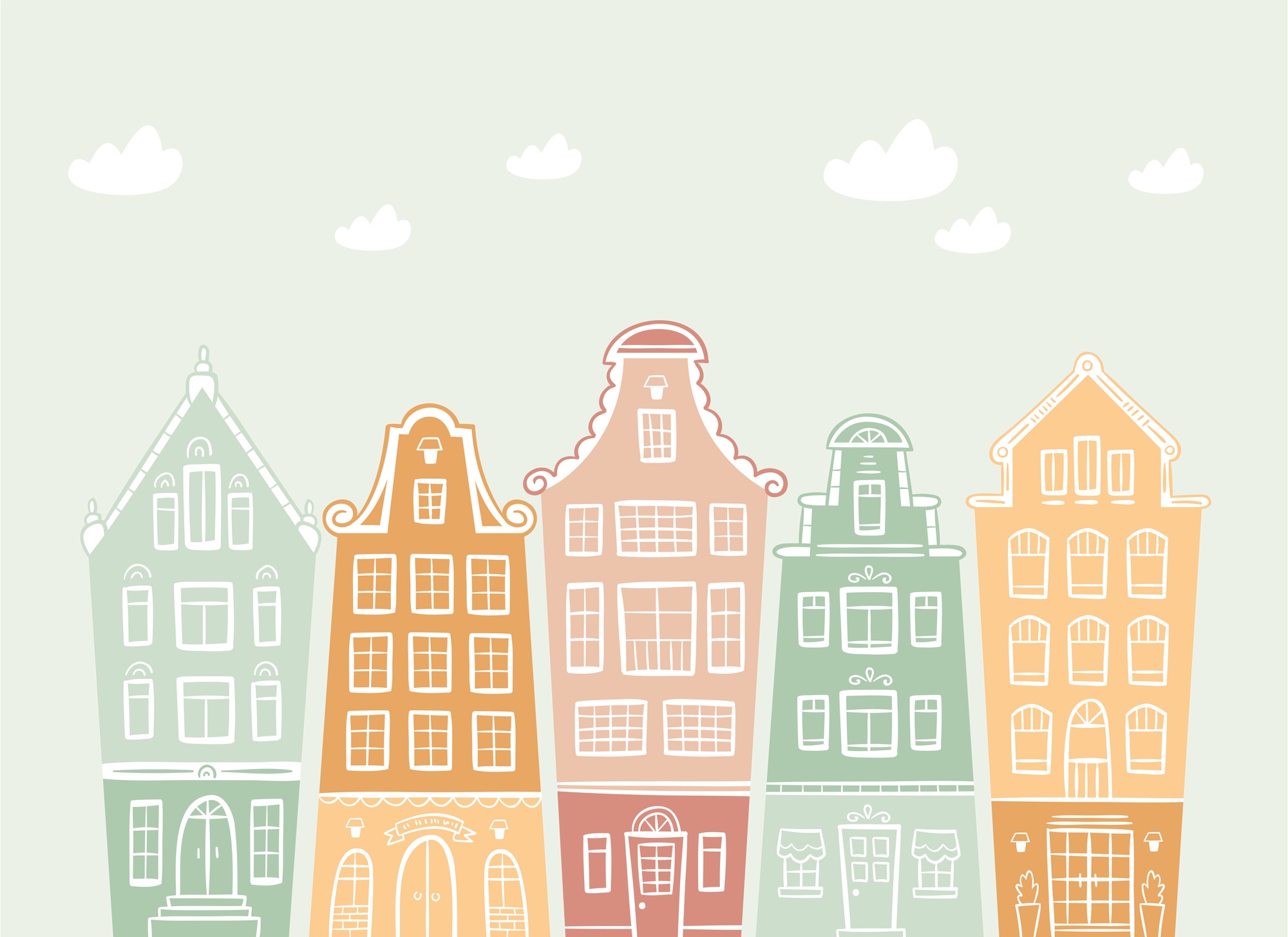 A.S. Création Vliestapete »Fototapete bunte Altstadthäuser Pastell Kinder« günstig online kaufen