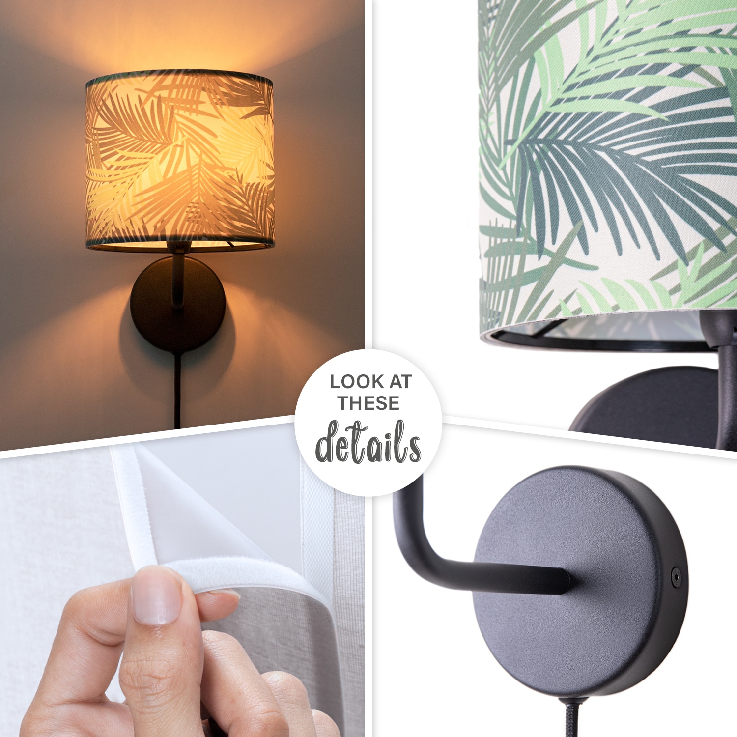 Paco Home Wandleuchte »Ostende 534«, 1 flammig, Leuchtmittel E14 | ohne Leuchtmittel, Wohnzimmerlampe Lampenschirm Schlafzimmer Büro Lampe Jungle Palme