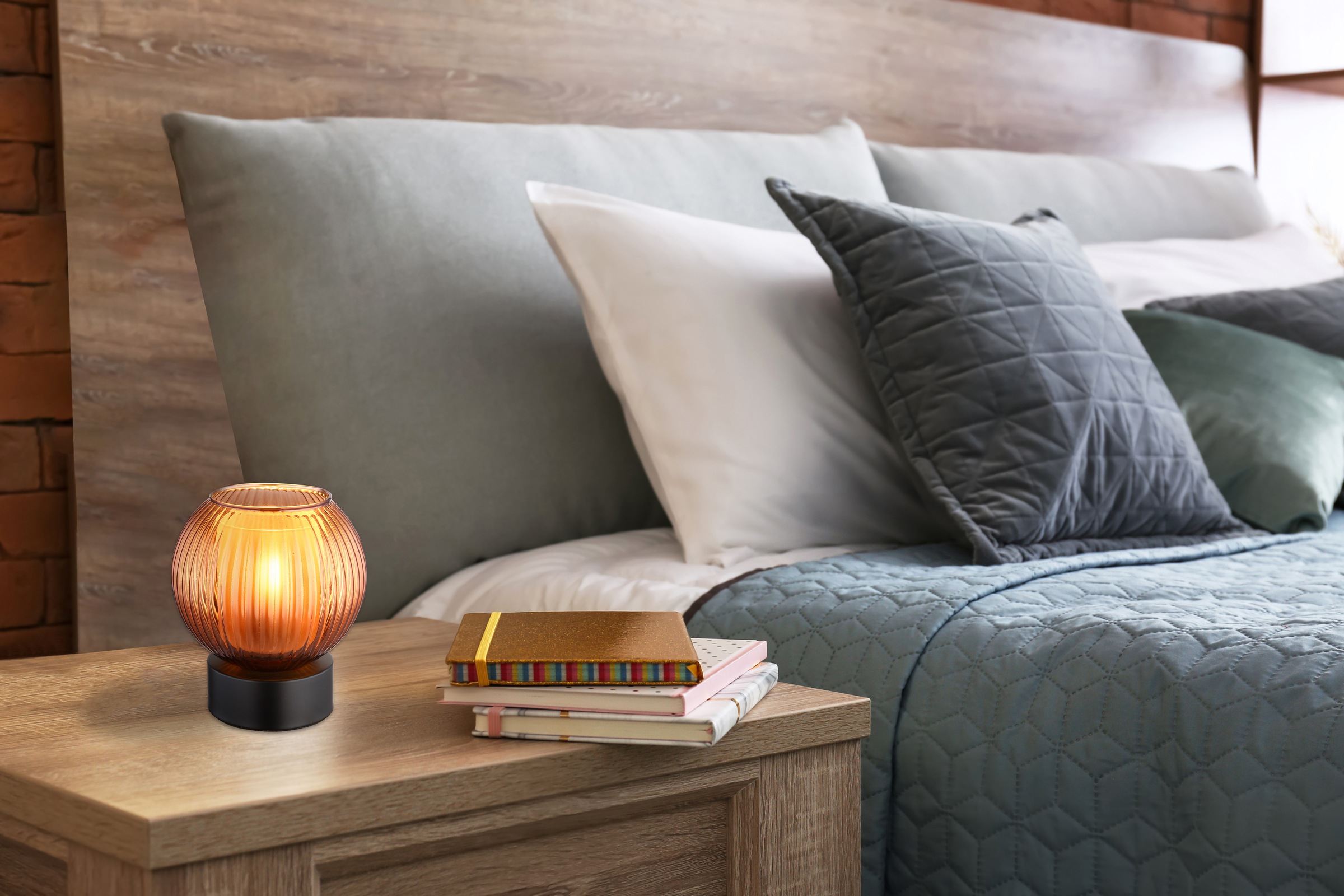 GLOBO LIGHTING Tischleuchte »ZUMBA« E27 1 Stk. Tischlampe Glaskugel bronzef günstig online kaufen