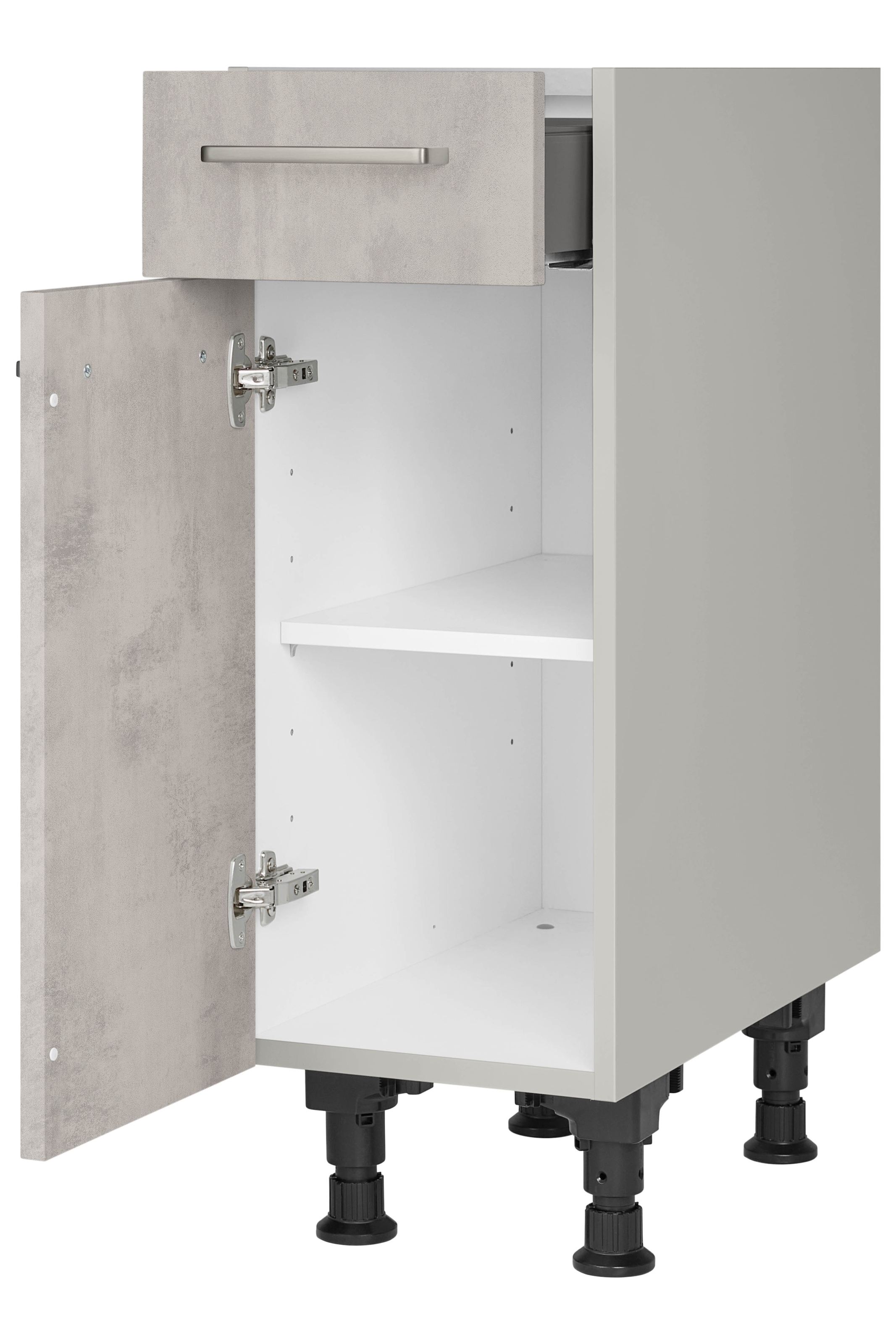 nobilia® Unterschrank »"Riva", Ausrichtung wählbar, vormontiert, in den Breiten 30, 45 und« 60 cm Breite, mit höhenverstellbaren Sockelfüßen, vormontiert