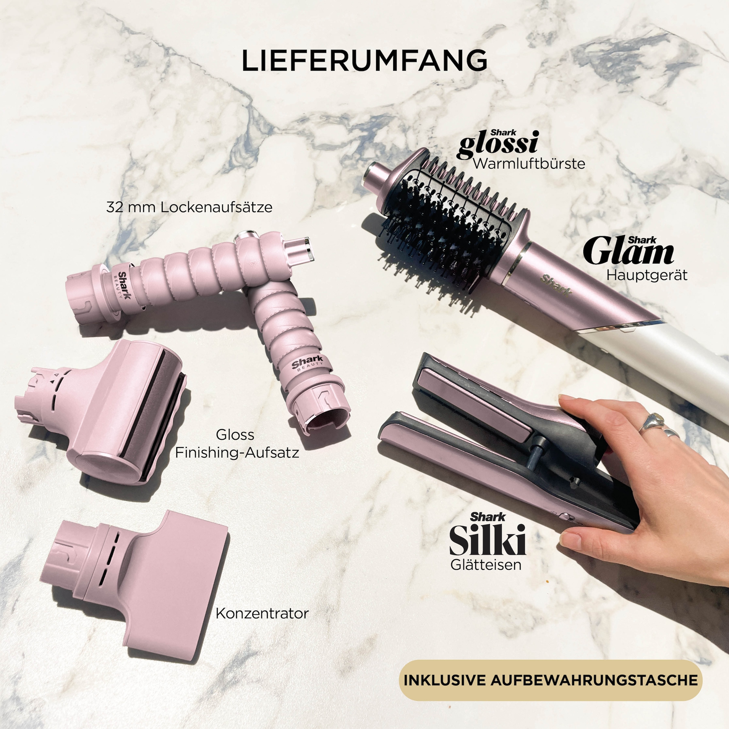 Shark Haarstyler »Glam Multistyler HD6051SEUPK für glatte Haare, Wellen und Locken« Keramik-Beschichtung hitzekontrollierte Keramik und Luftstrom ermöglichen jeden Style