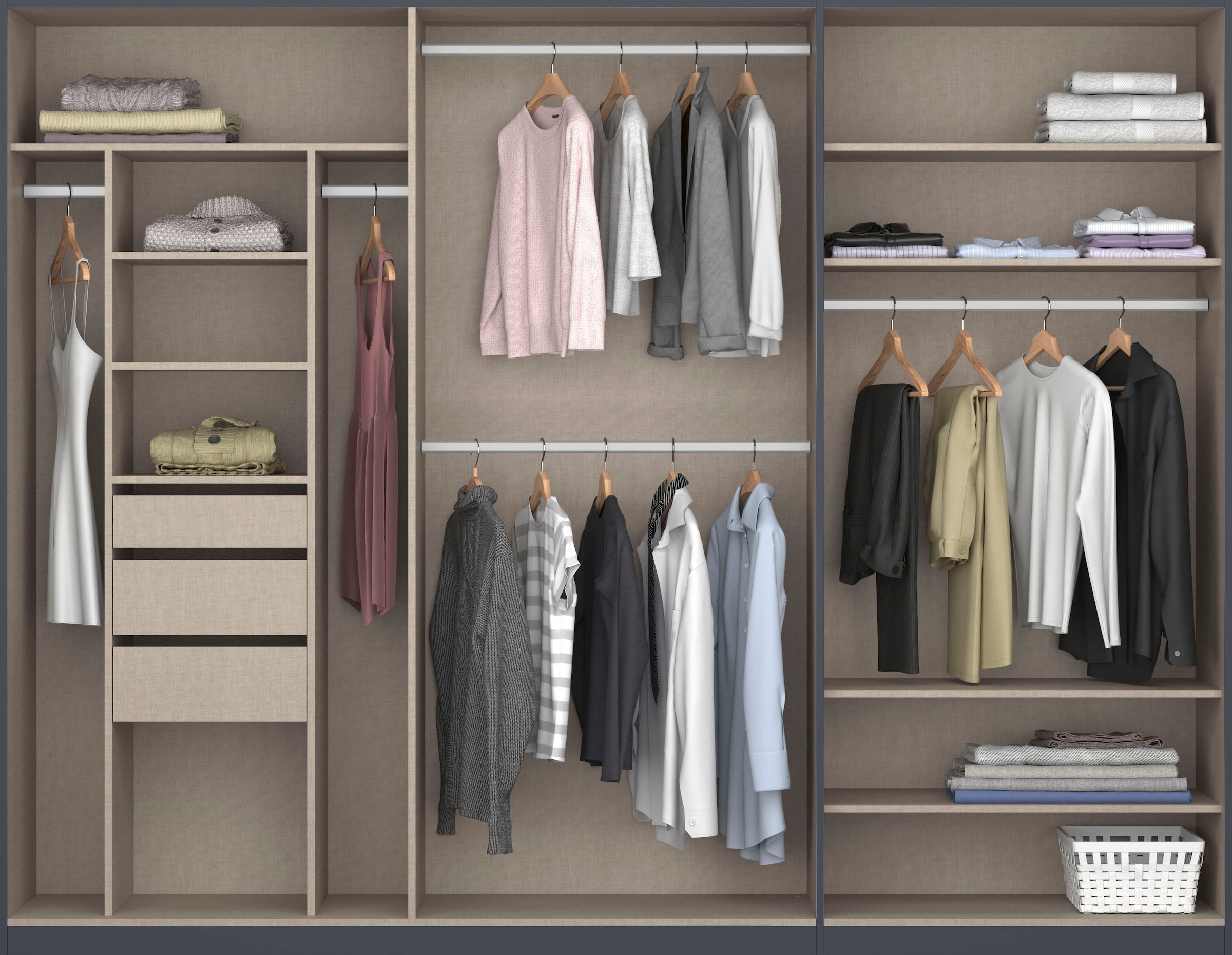 rauch Drehtürenschrank »Kleiderschrank Schrank Garderobe TOPSELLER OTELI inkl. Inneneinteilung«, mit 3 Innenschubladen extra Böden optional mit Spiegel MADE IN GERMANY