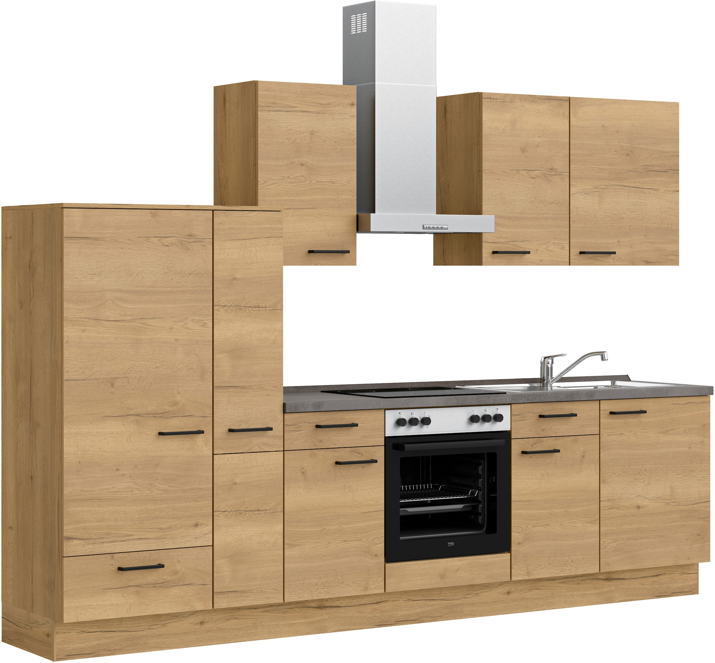 nobilia® Küchenzeile »"Structura I"«, vormontiert, Ausrichtung wählbar, Breite 300 cm, wahlw. mit E-Geräten