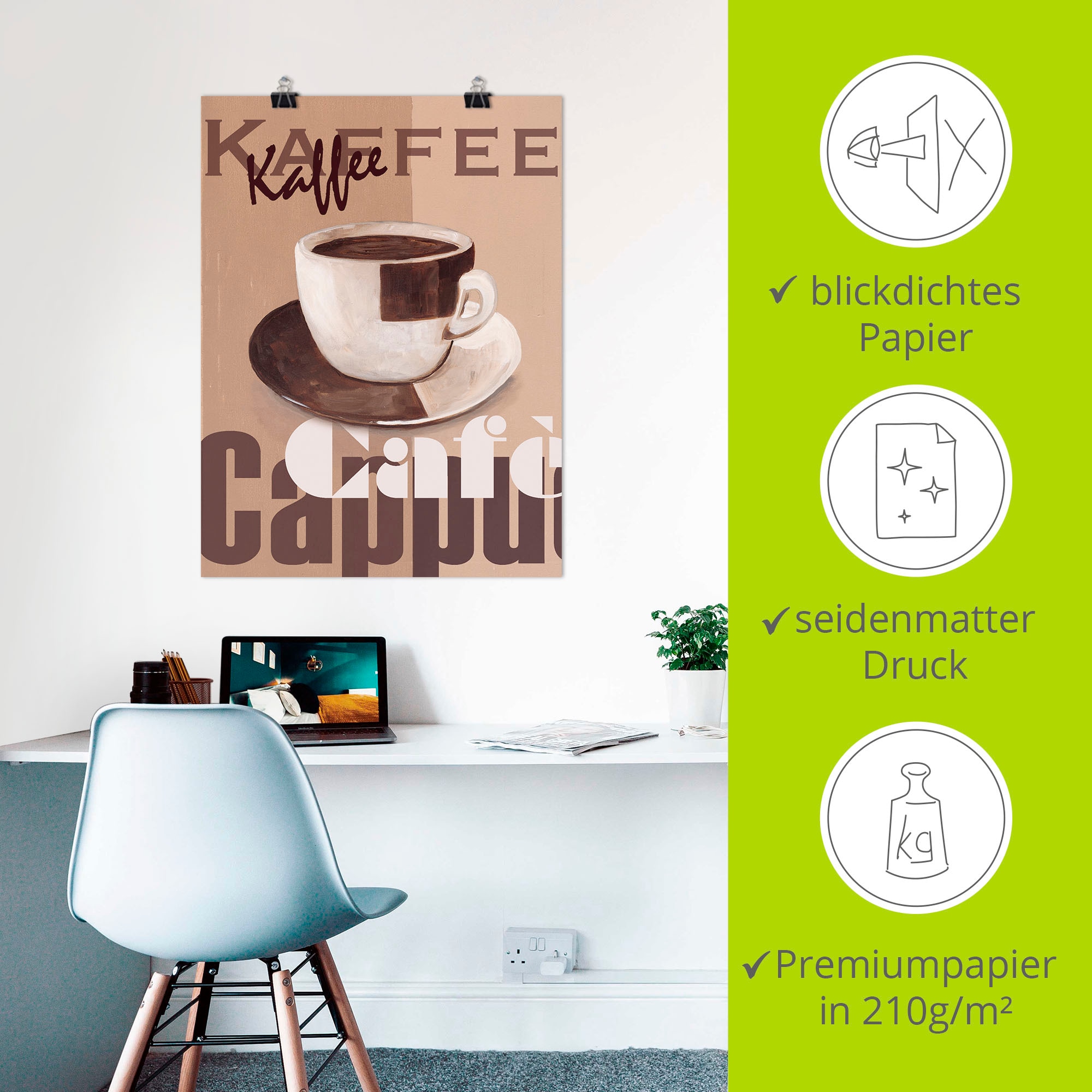 Artland Poster »Kaffee«, Getränke, (1 St.), als Alubild, Leinwandbild, Wandaufkleber oder Poster in versch. Größen