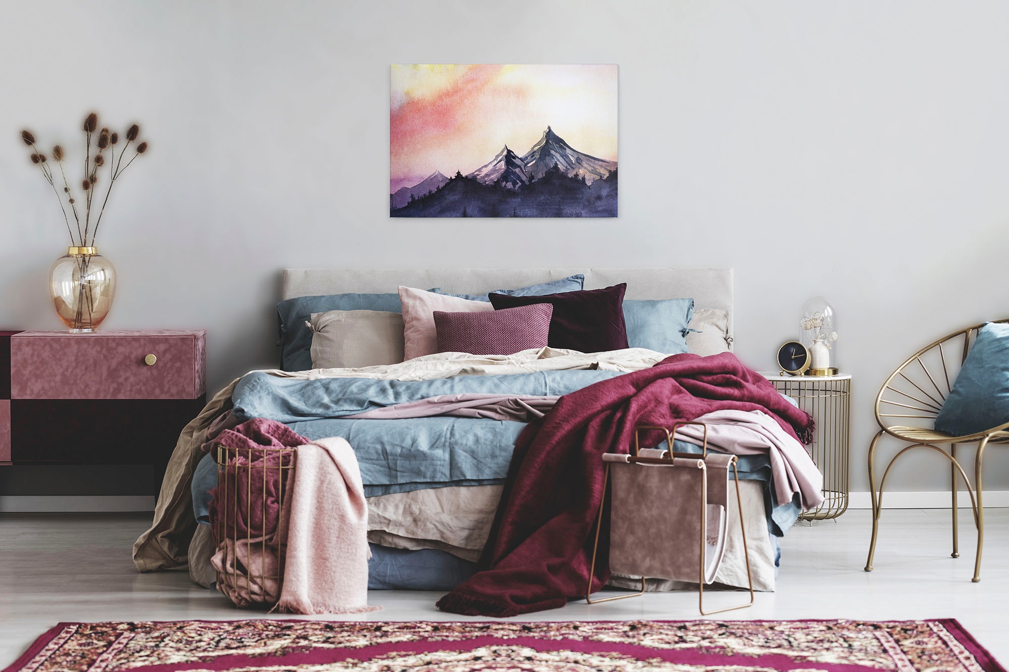 A.S. Création Leinwandbild »Mountain Paint«, Kunst-Wald-Kinder, (1 St.), Berg Bild Landschaft Keilrahmen Leinwand-Bild Wohnzimmer modern Kinder