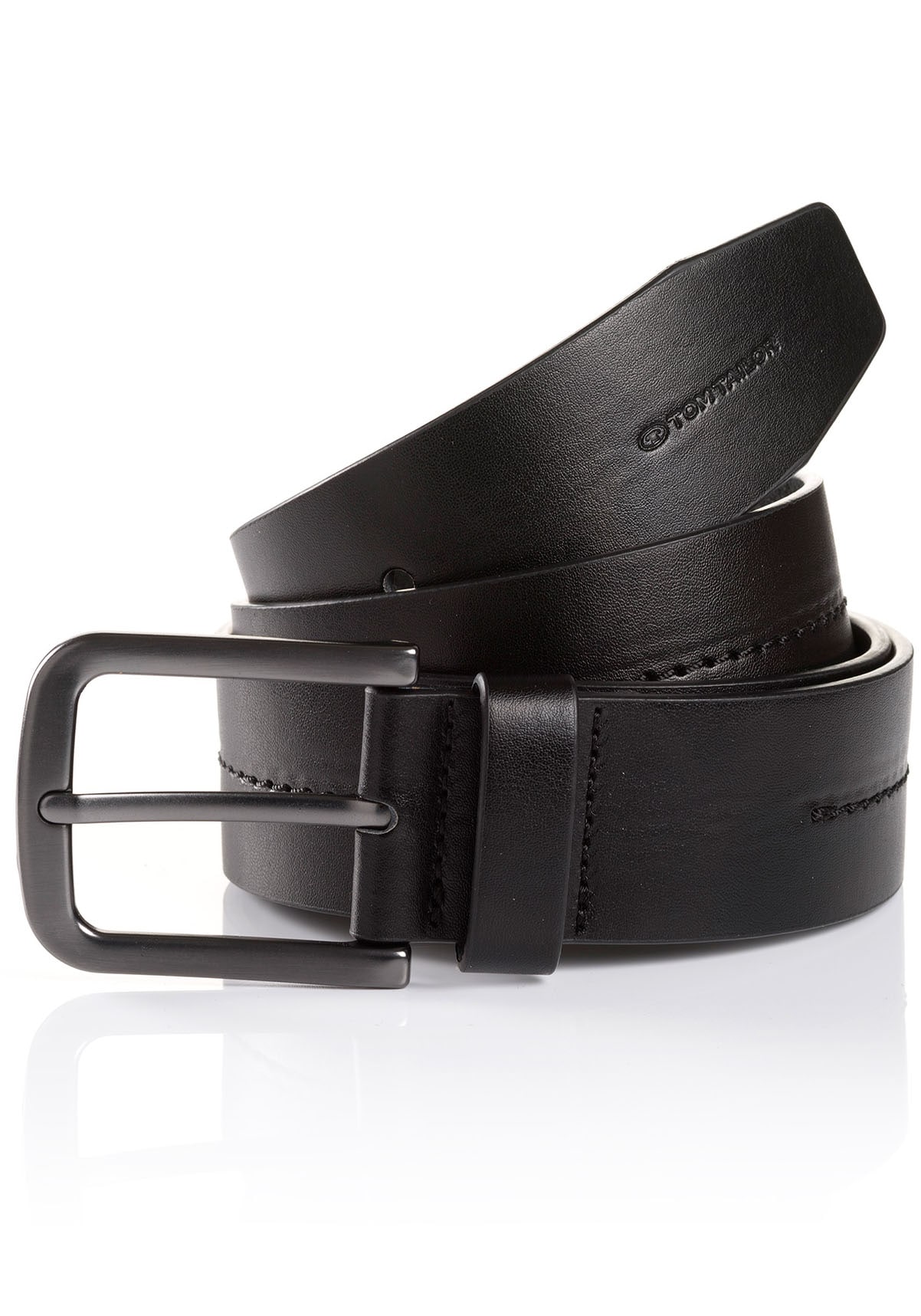 TOM TAILOR Synthetikgürtel »TTRoss« mit geschwärzter Schließe und Logoprägung auf der Spitze