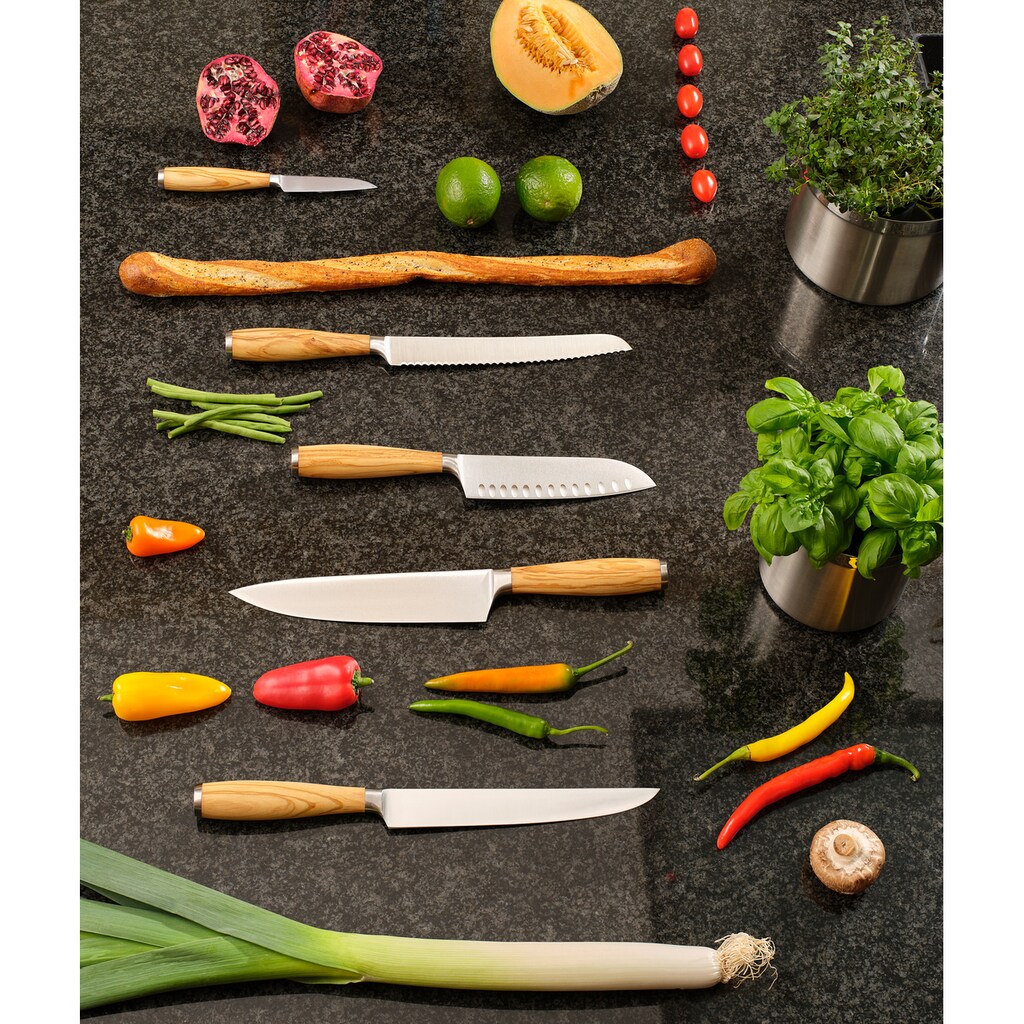 RÖSLE Gemüsemesser »Artesano«, (1 tlg.), für Obst und Gemüse, Made in Solingen, Klingenspezialstahl, Olivenholz