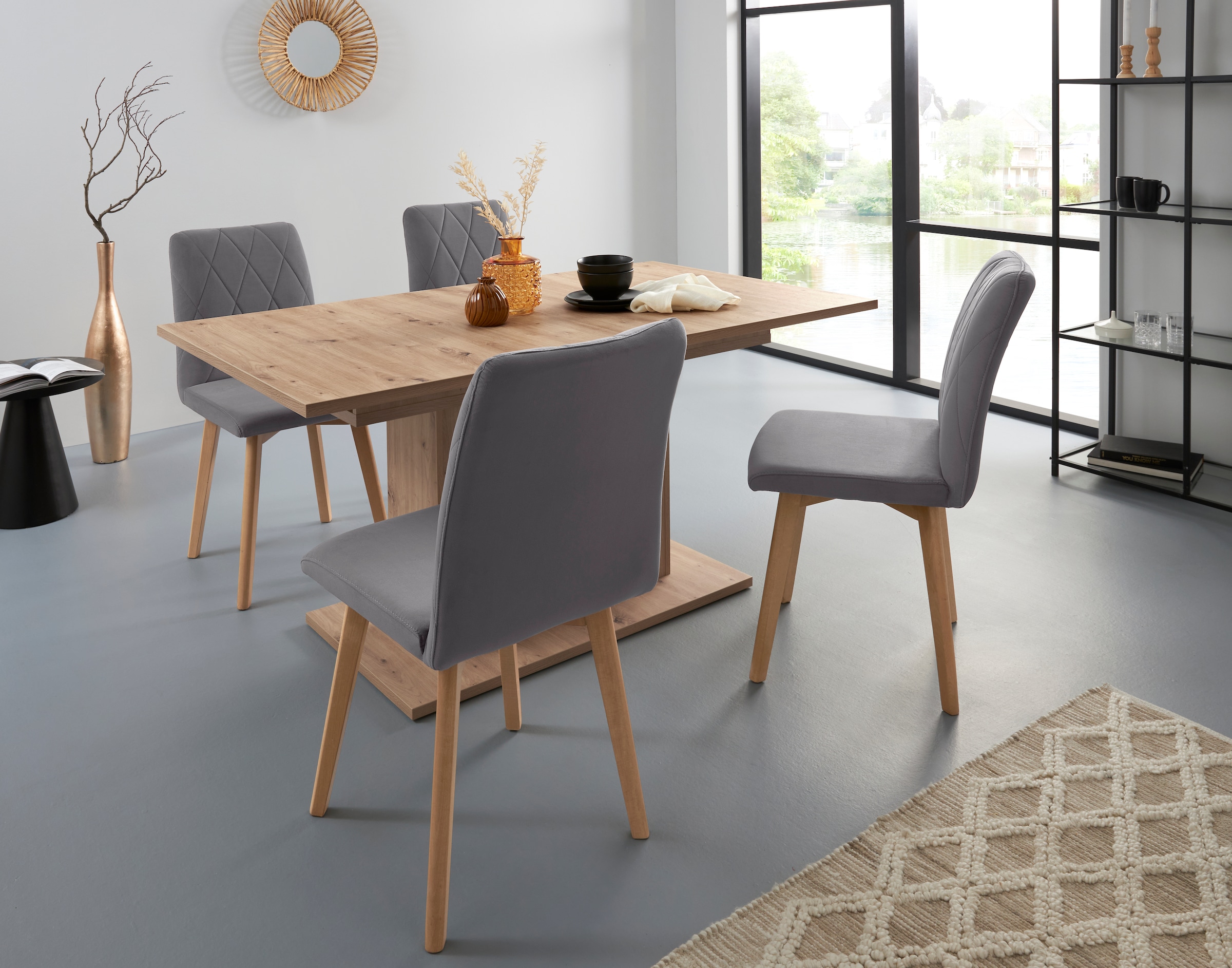 Home affaire 4-Fußstuhl »Brest« (Set) 2 Stk.Sitz und Rücken gepolstert, Rau günstig online kaufen