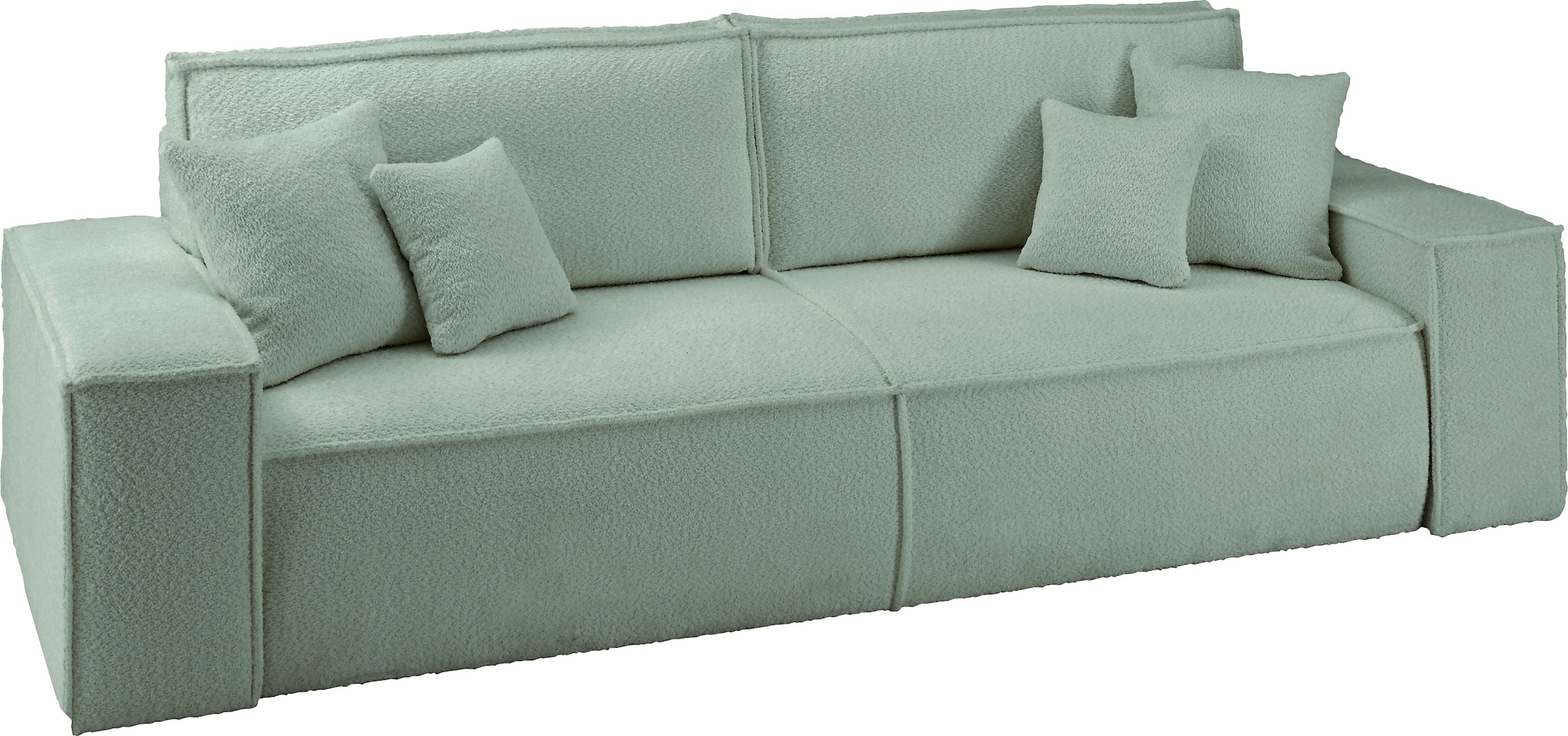 andas 3-Sitzer »FINNLEY Schlafsofa 257 cm, Schlaffunktion mit Bettkasten (200/136cm)«, in Aqua Clean-Bouclé, Struktur fein u. Cord