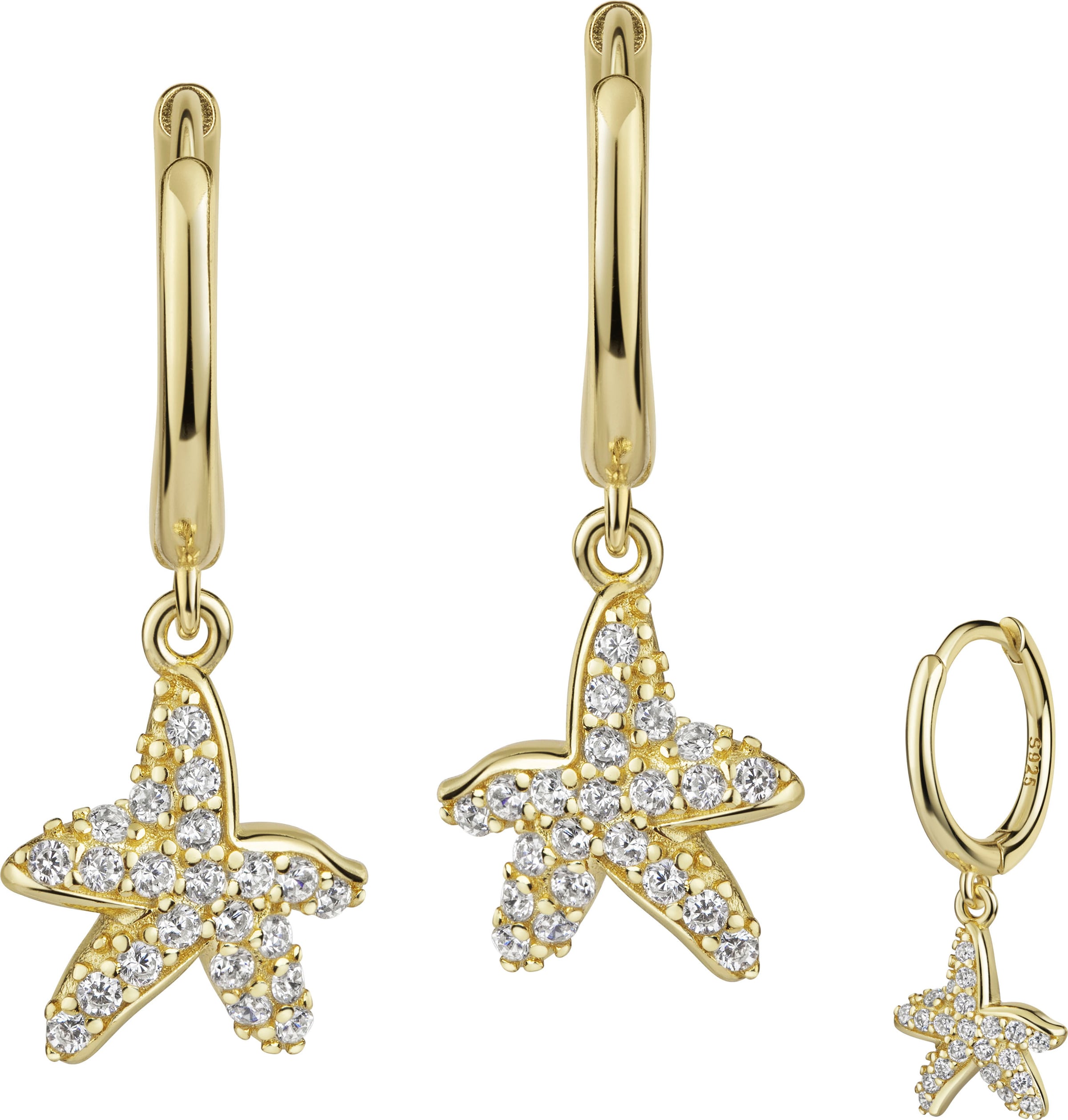 Firetti Paar Creolen »Schmuck Geschenk Silber 925 Ohrschmuck Ohrringe Seestern« Made in Germany - mit Zirkonia (synth.)