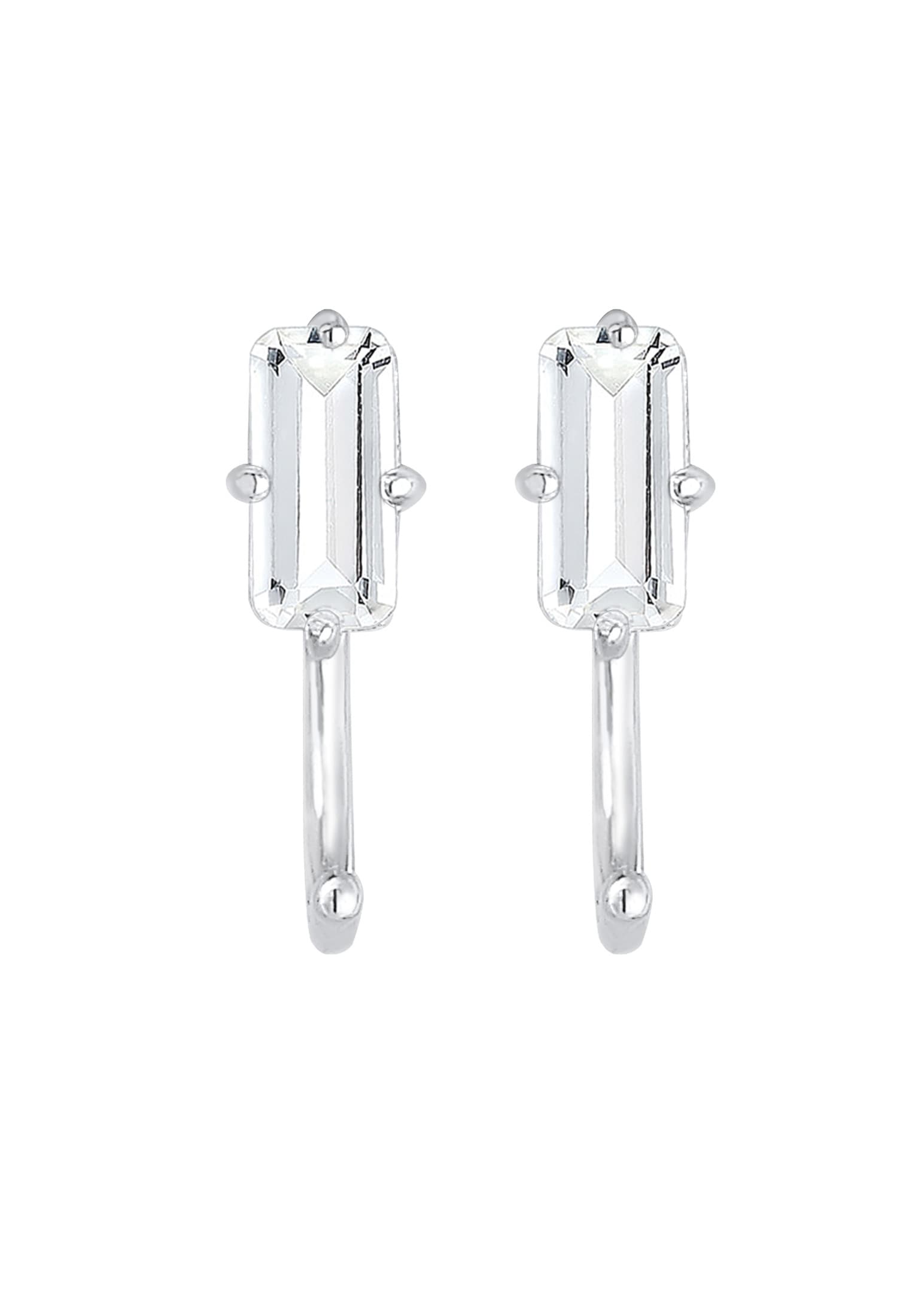 Elli Premium Paar Ohrhänger »Creolen Stecker Hoops Edelstein 925 Silber«