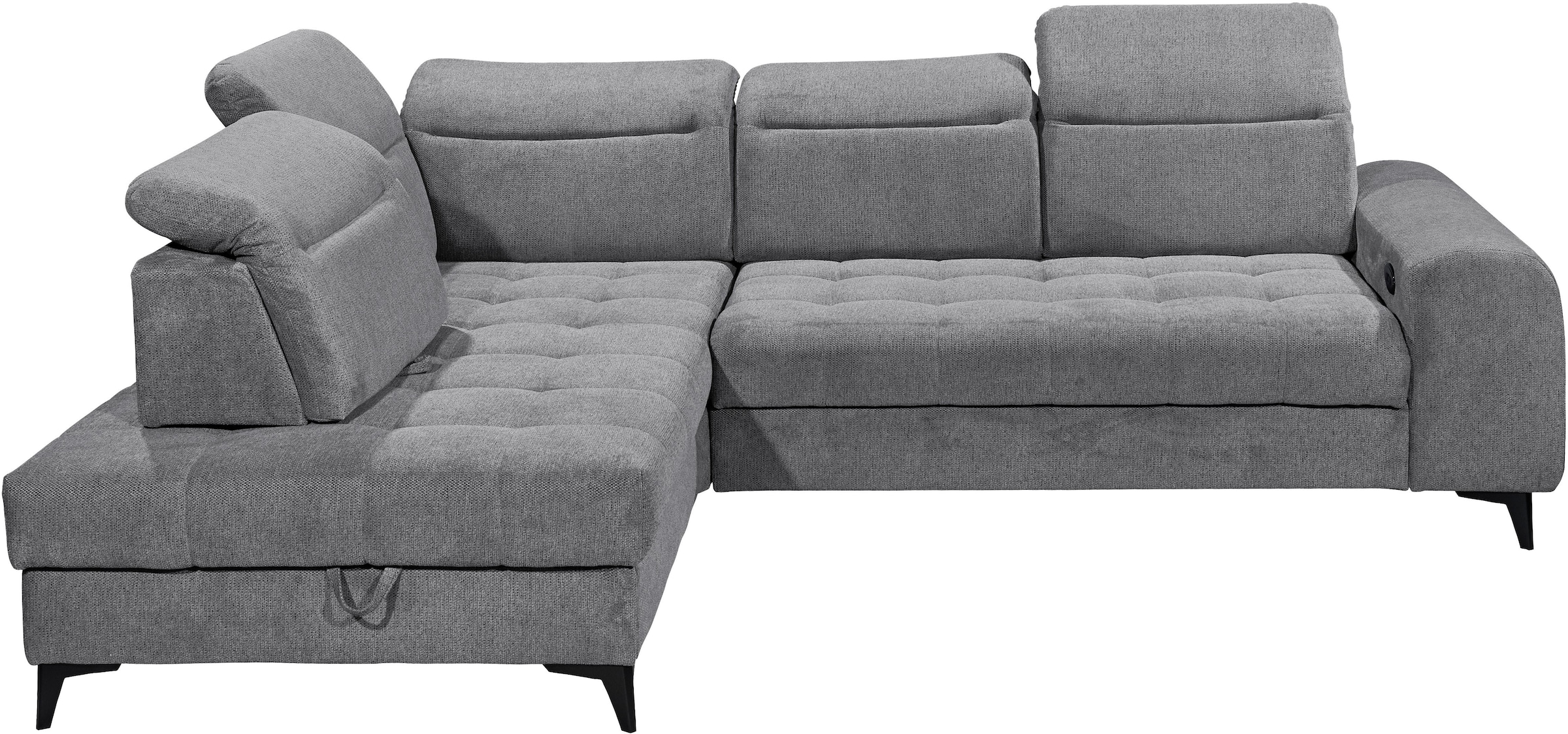 ED EXCITING DESIGN Ecksofa »Rockdale L-Form mit Bettfunktion, Bettkasten« Kopfteilverstellung, Sitztiefenverstellung & USB-Port