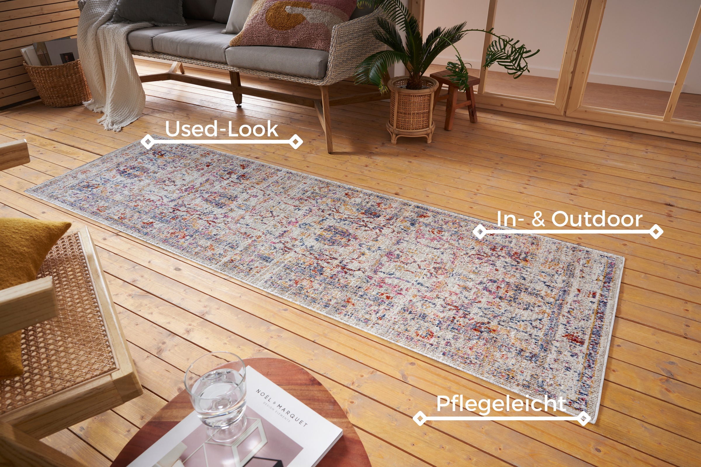 NORTHRUGS Teppich »Luxor«, rechteckig, 3 mm Höhe, In-& Outdoor, Läufer, wetterfest, Balkon, Wohnzimmer, Orient