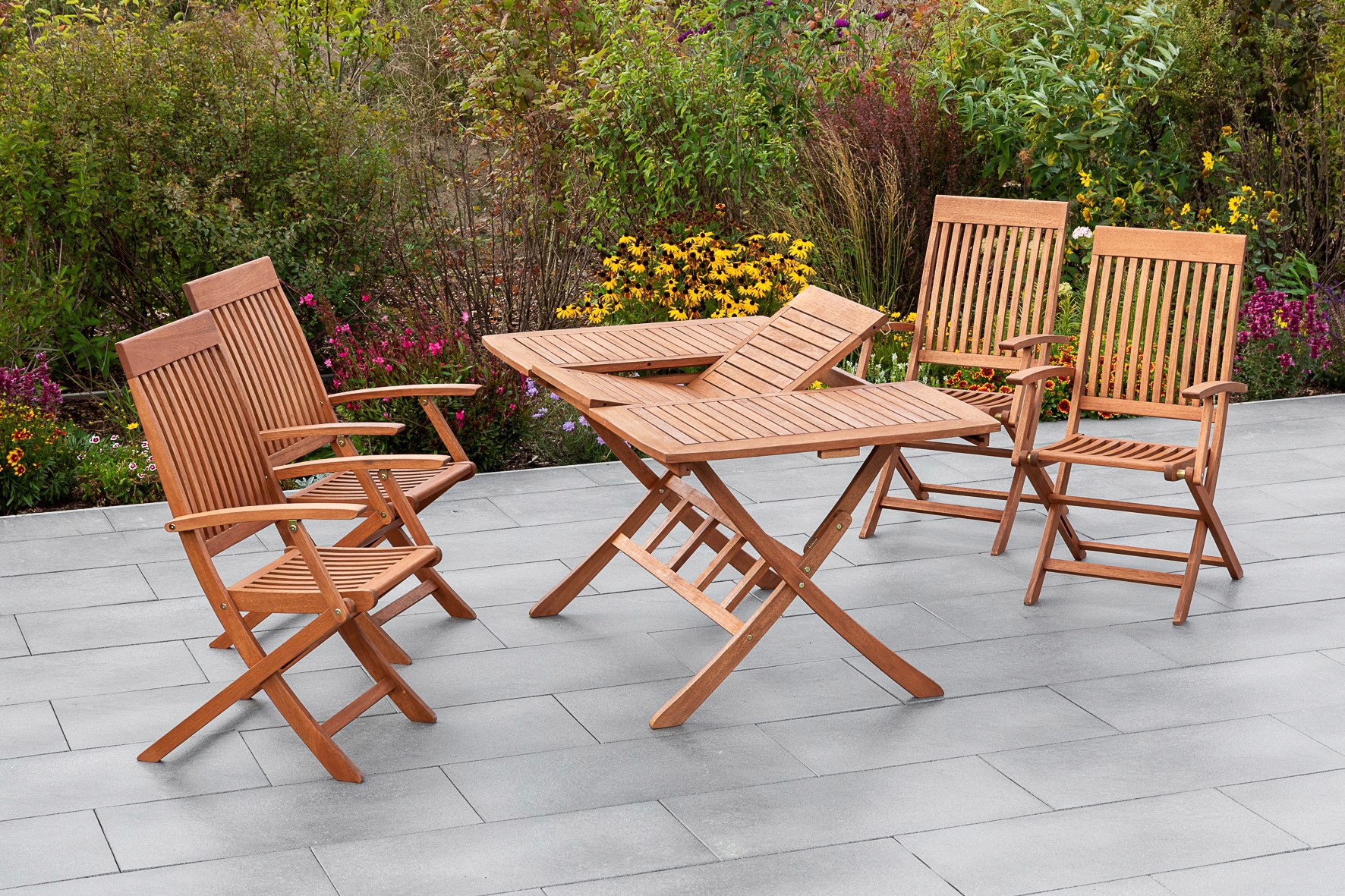 MERXX Garten-Essgruppe »Comodoro« 5 Stk. tlg. 4 Klappsessel mit ausziehbare günstig online kaufen