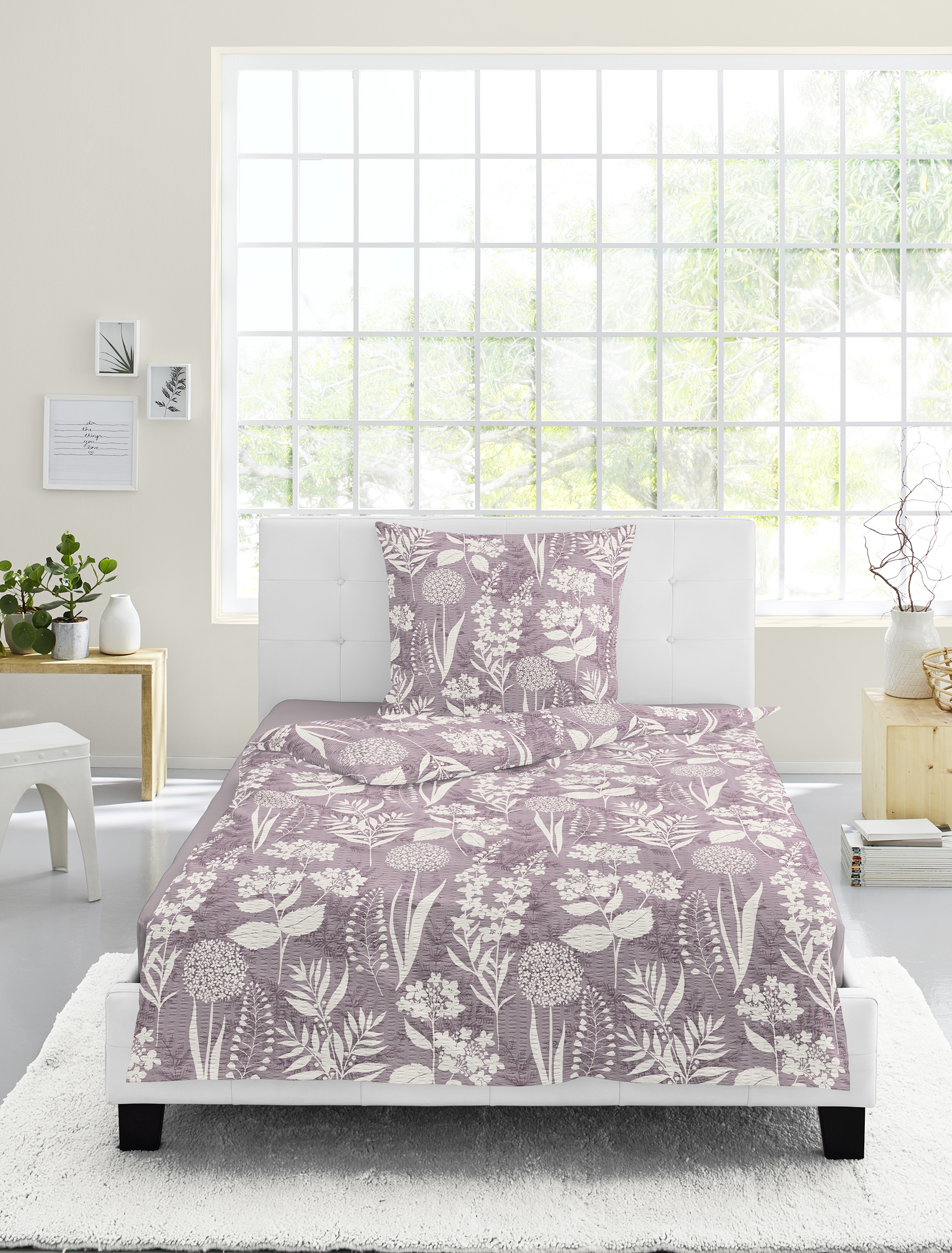 BIERBAUM Bettwäsche »Bettwäsche 4150« 2 Seersucker, 100  % Baumwolle, pflegeleicht, bügelfrei, kühlend