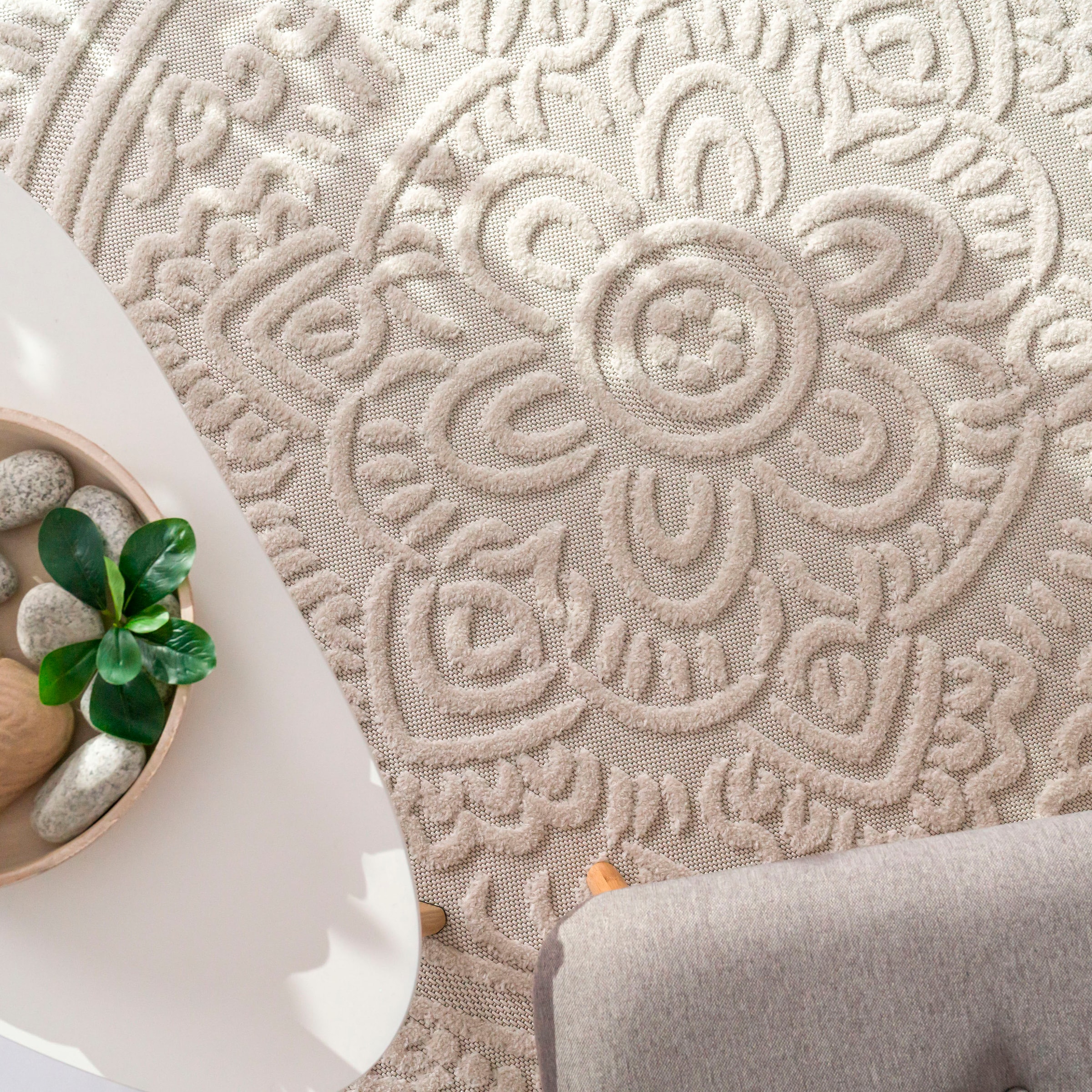 Paco Home Teppich »Cotton 232«, rechteckig, Uni Farben, Hoch-Tief Effekt,  boho, In- und Outdoor geeignet online kaufen | Kurzflor-Teppiche