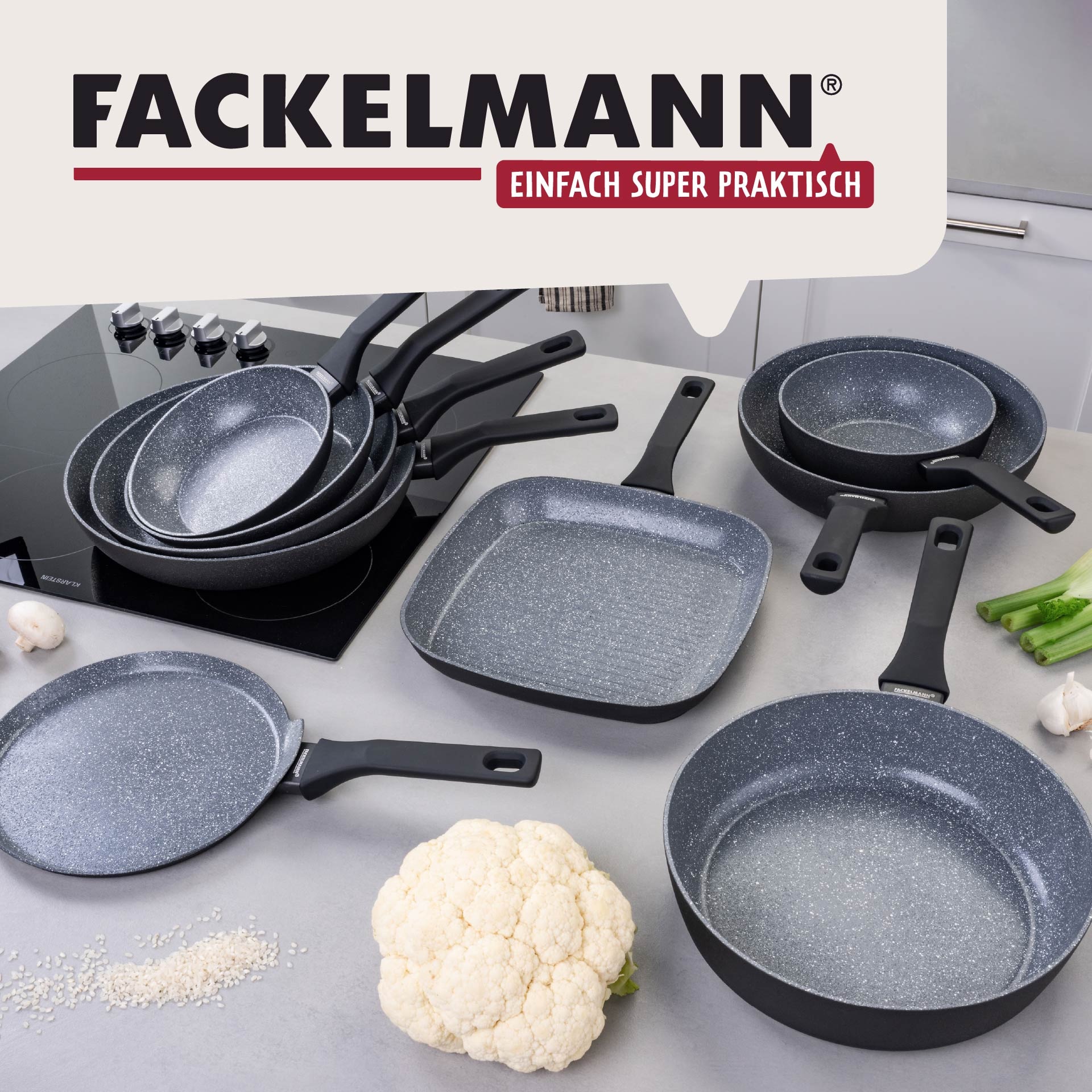 FACKELMANN Bratpfanne »Cosmo«, Aluminium, (Set, 3 tlg.), Bratpfannen-Set Cosmo Ø 20, 24, 28 cm – mit Ceramic-Beschichtung