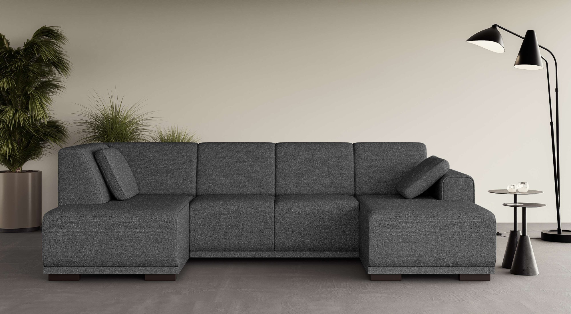 Home affaire Wohnlandschaft »BORNHOLM U-Form mit Recamiere rechts/links, B/T/H: 300/162/85 cm«, U-Form mit Wellenunterfederung, Recamiere rechts oder links bestellbar