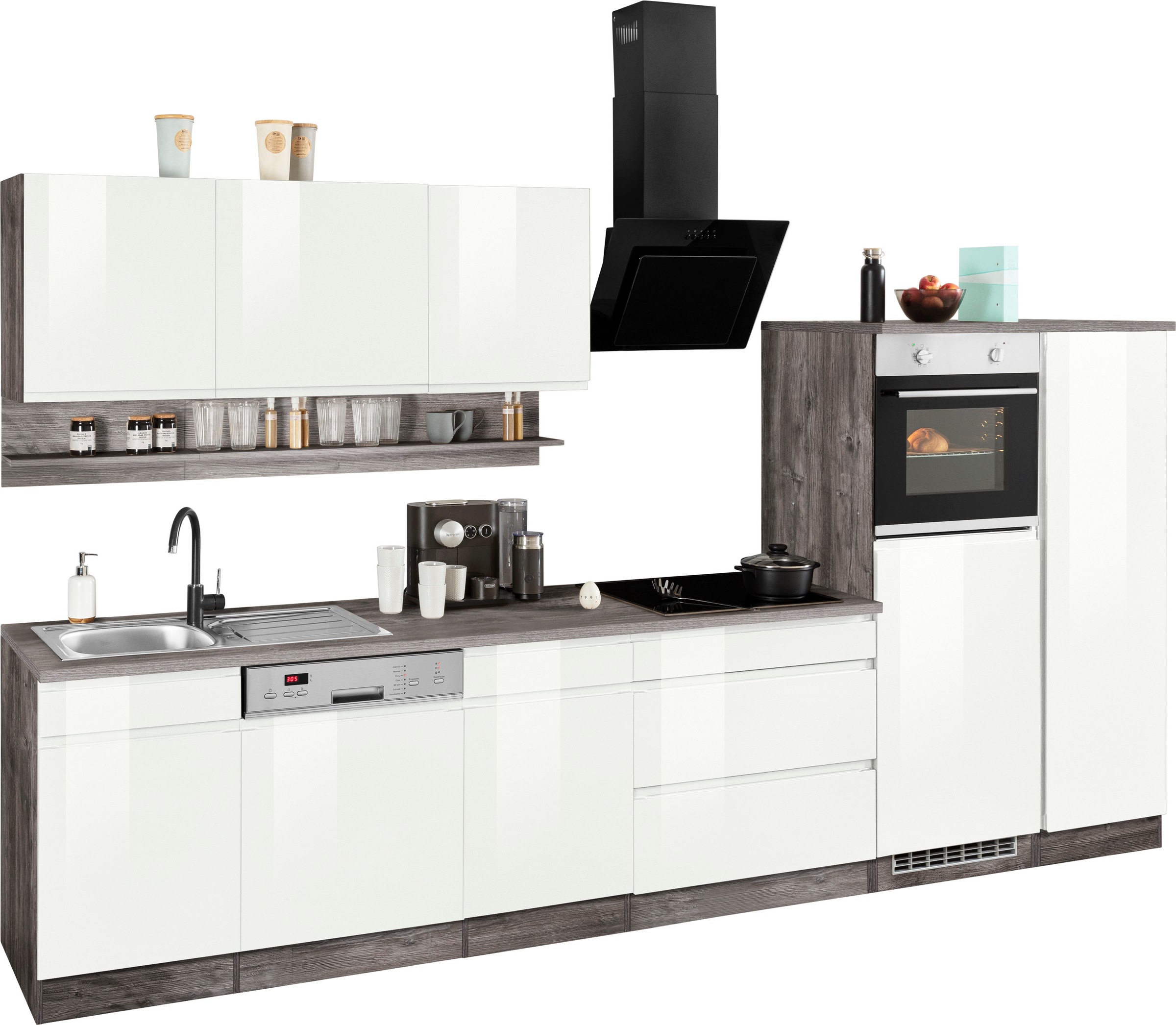 KOCHSTATION Küchenzeile »KS-Virginia« Breite 350 cm, mit Glaskeramik-oder I günstig online kaufen