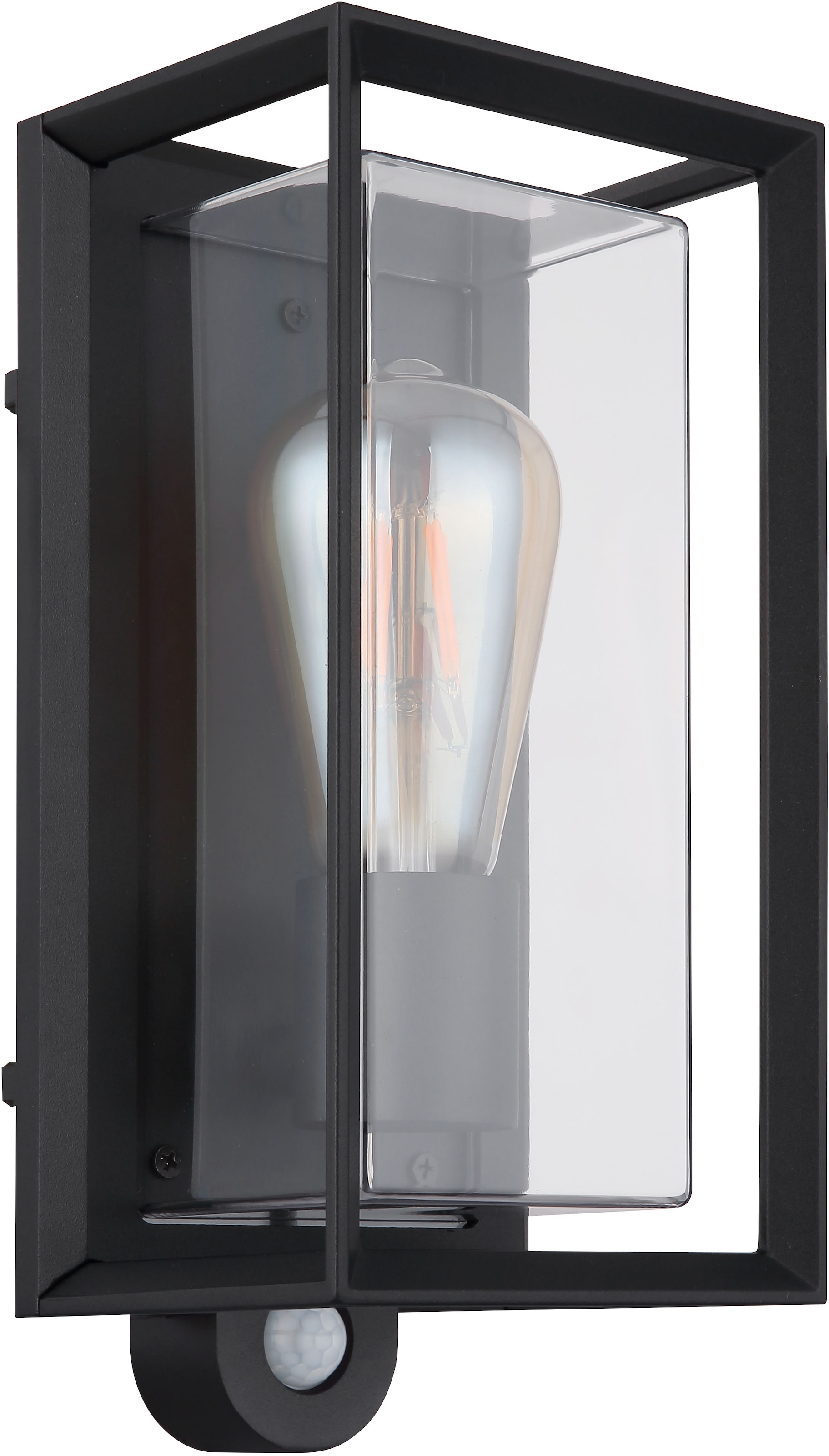 GLOBO LIGHTING Außen-Wandleuchte »LOGANA«, Leuchtmittel E27 | ohne Leuchtmittel, Außenlampe/schwarz/Sensor/IP44/Terrasse/Wand