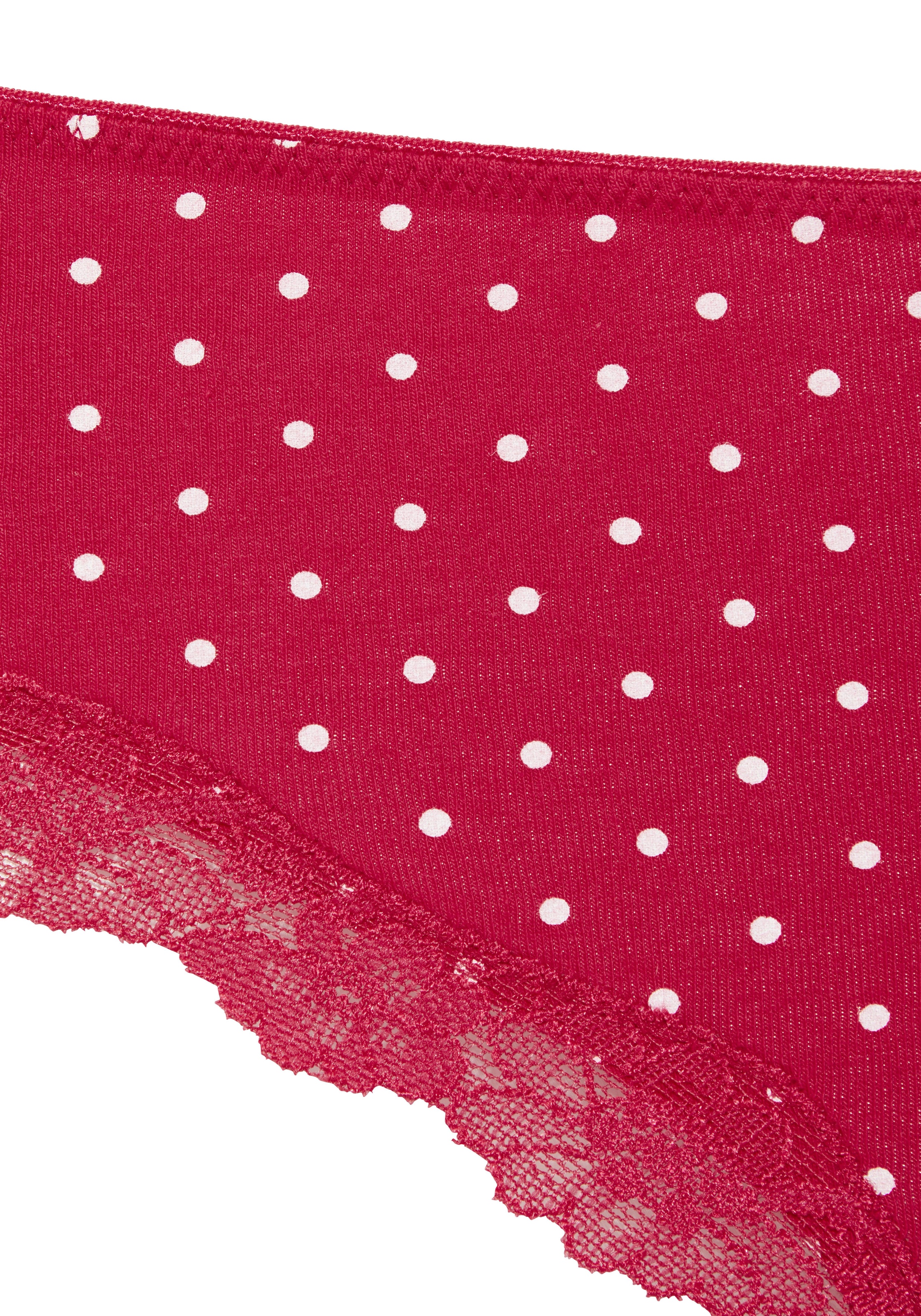 LASCANA Slip 3er-Pack,  aus elastischer Baumwolle mit zarter Spitze