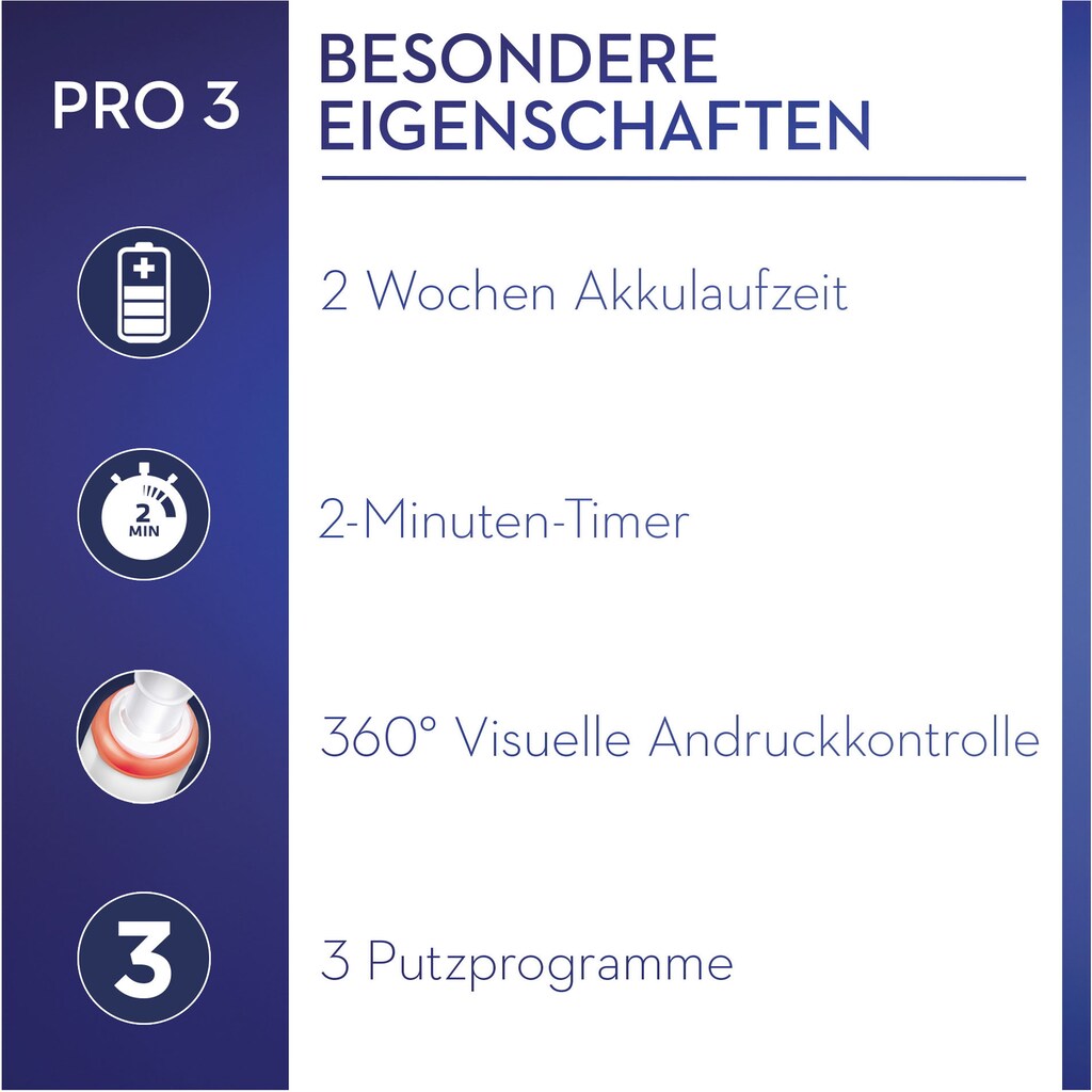 Oral-B Elektrische Zahnbürste »Pro 3 3500«, 1 St. Aufsteckbürsten