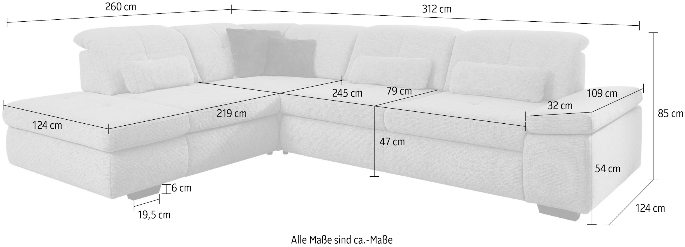Die PlanBar Ecksofa »MP-IN16012 L-Form mit Federkern-Polsterung«, inkl. Sitztiefenverstellung, optional mit Funktionen