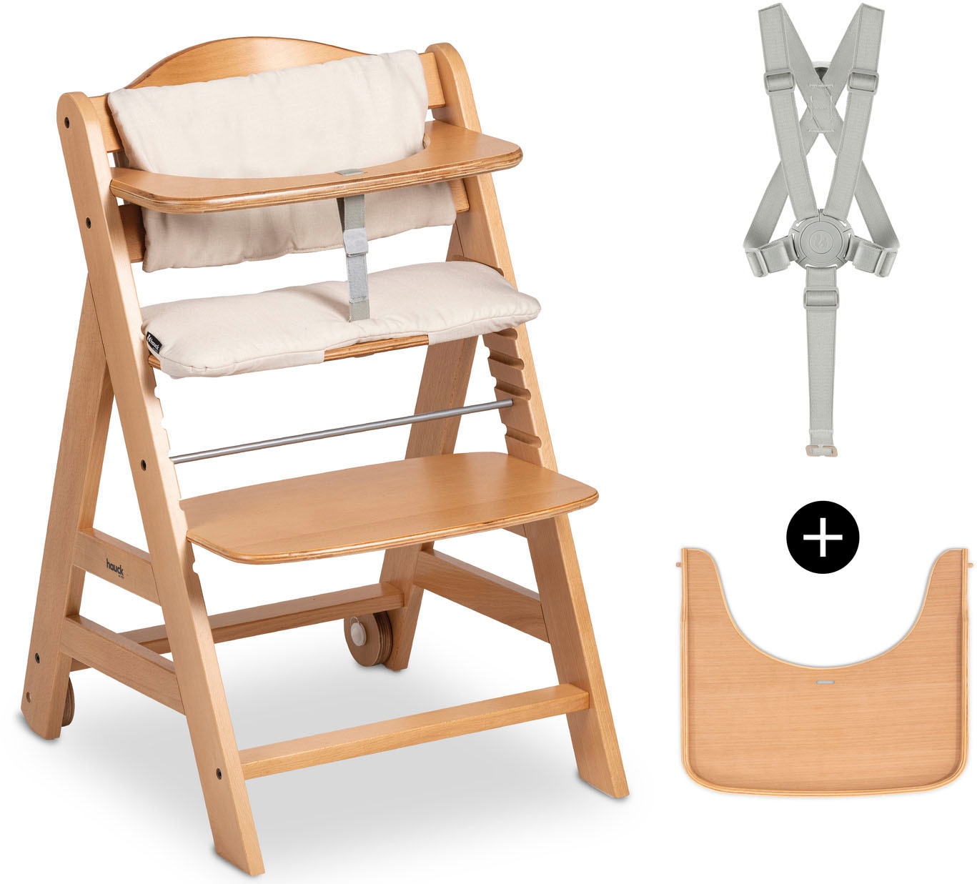 Hauck Hochstuhl »Beta+«, mit Holzrädern; FSC® - schützt Wald - weltweit günstig online kaufen